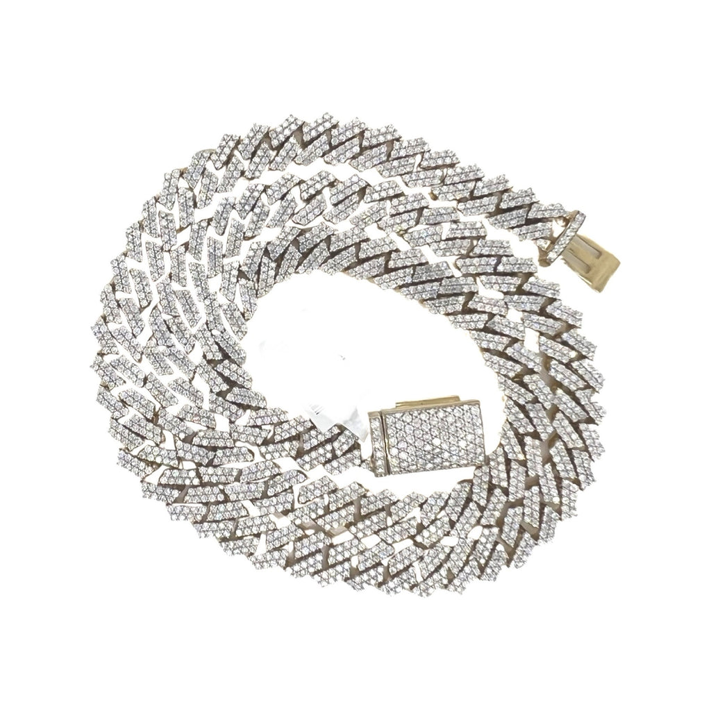 10K Yellow Gold 9.5MM Prong Set Miami Cuban Diamond Chain 17.88 CT - 22"