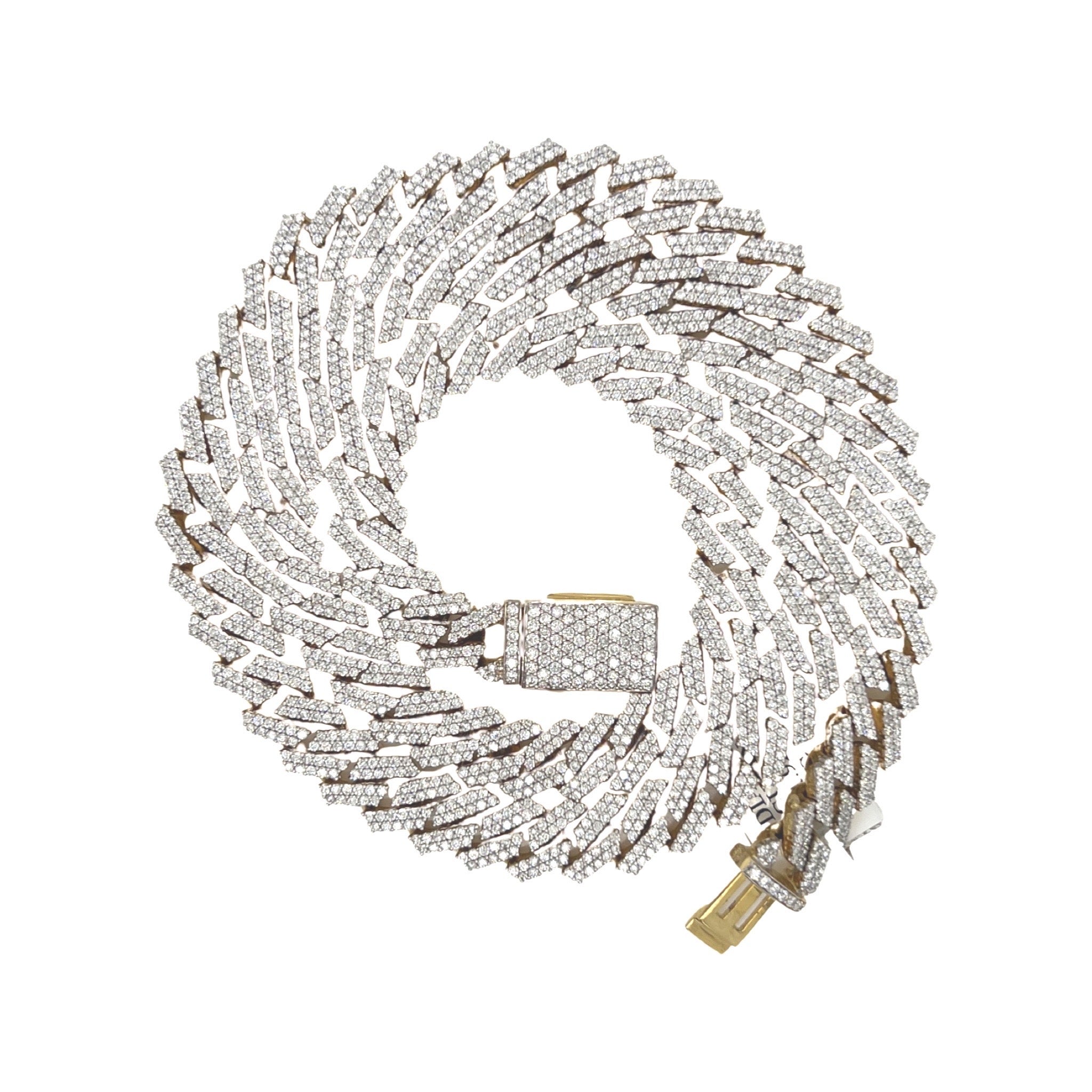 10K Yellow Gold 8.5MM Prong Set Miami Cuban Diamond Chain 11.92 CT - 20"