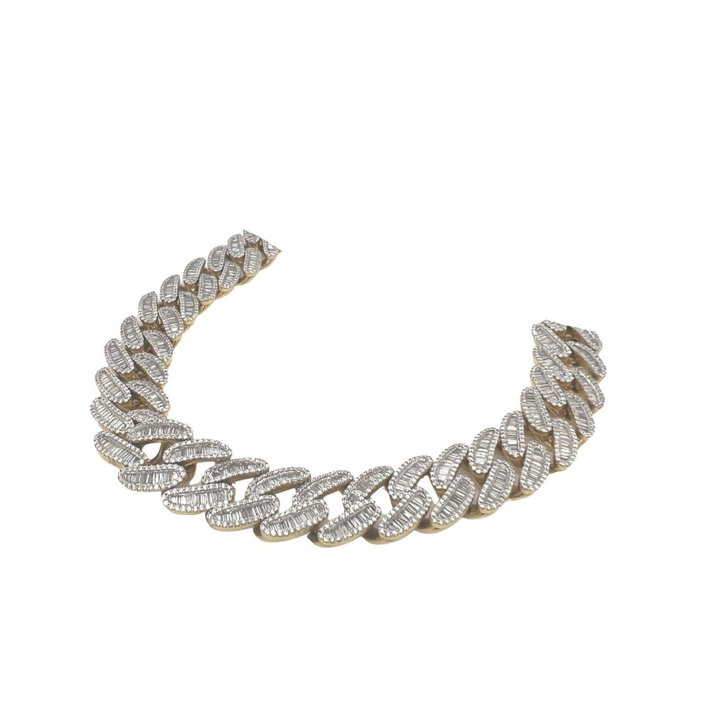 10K Yellow Gold 15MM Miami Cuban Baguette Diamond Chain 27 CT - 24"