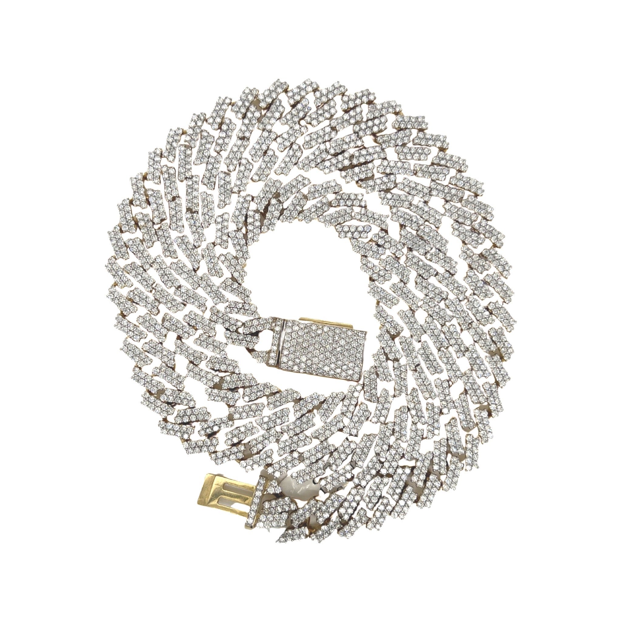 10K Yellow Gold 10MM Prong Set Miami Cuban Diamond Chain 19.46 CT - 22"