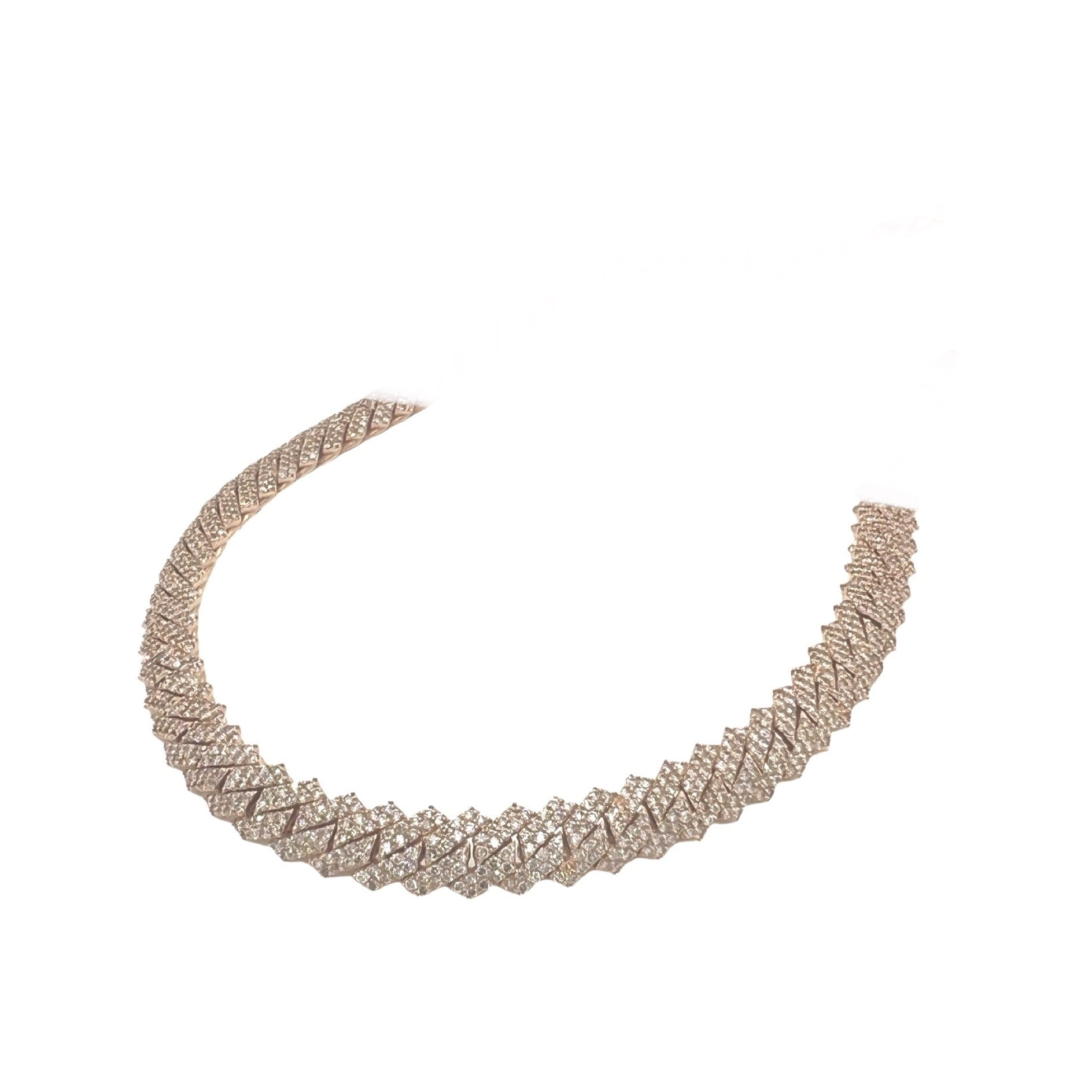 10K Rose Gold 8MM Prong Set Miami Cuban Diamond Chain 14.25 CT - 20"