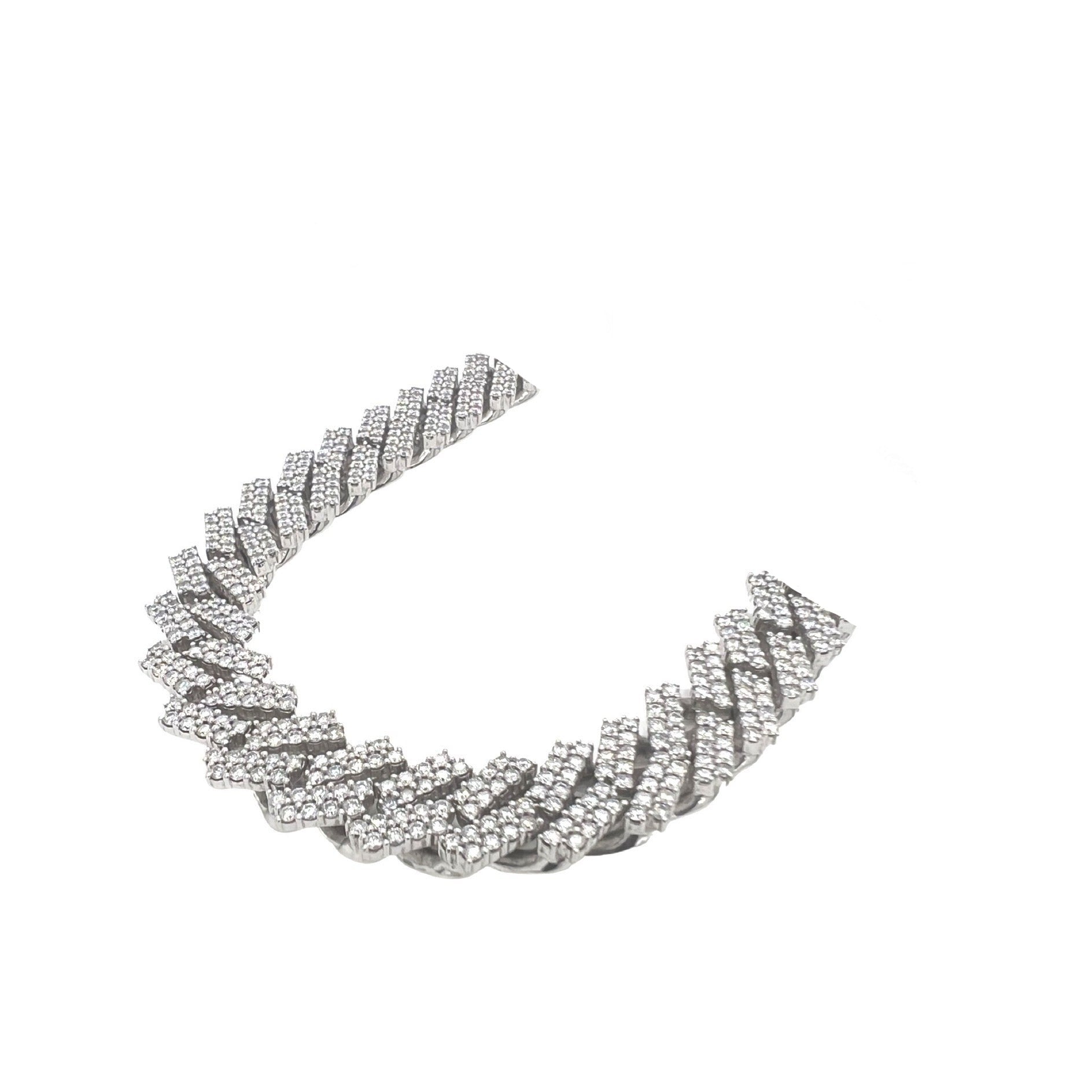 10K White  Gold 13.5MM Prong Set Miami Cuban VS Diamond Chain 28.5 CT - 20"