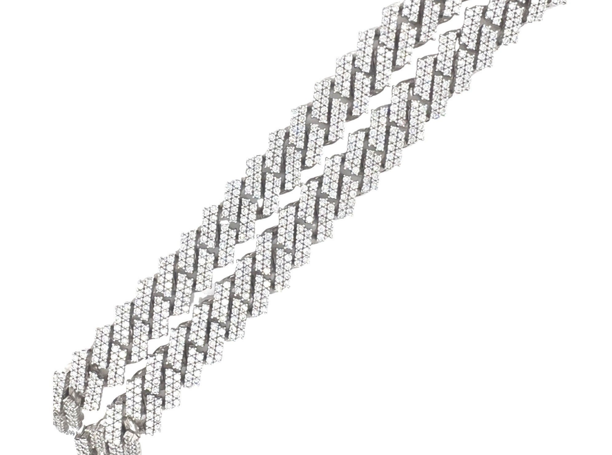 10K White  Gold 13.5MM Prong Set Miami Cuban VS Diamond Chain 28.5 CT - 20"