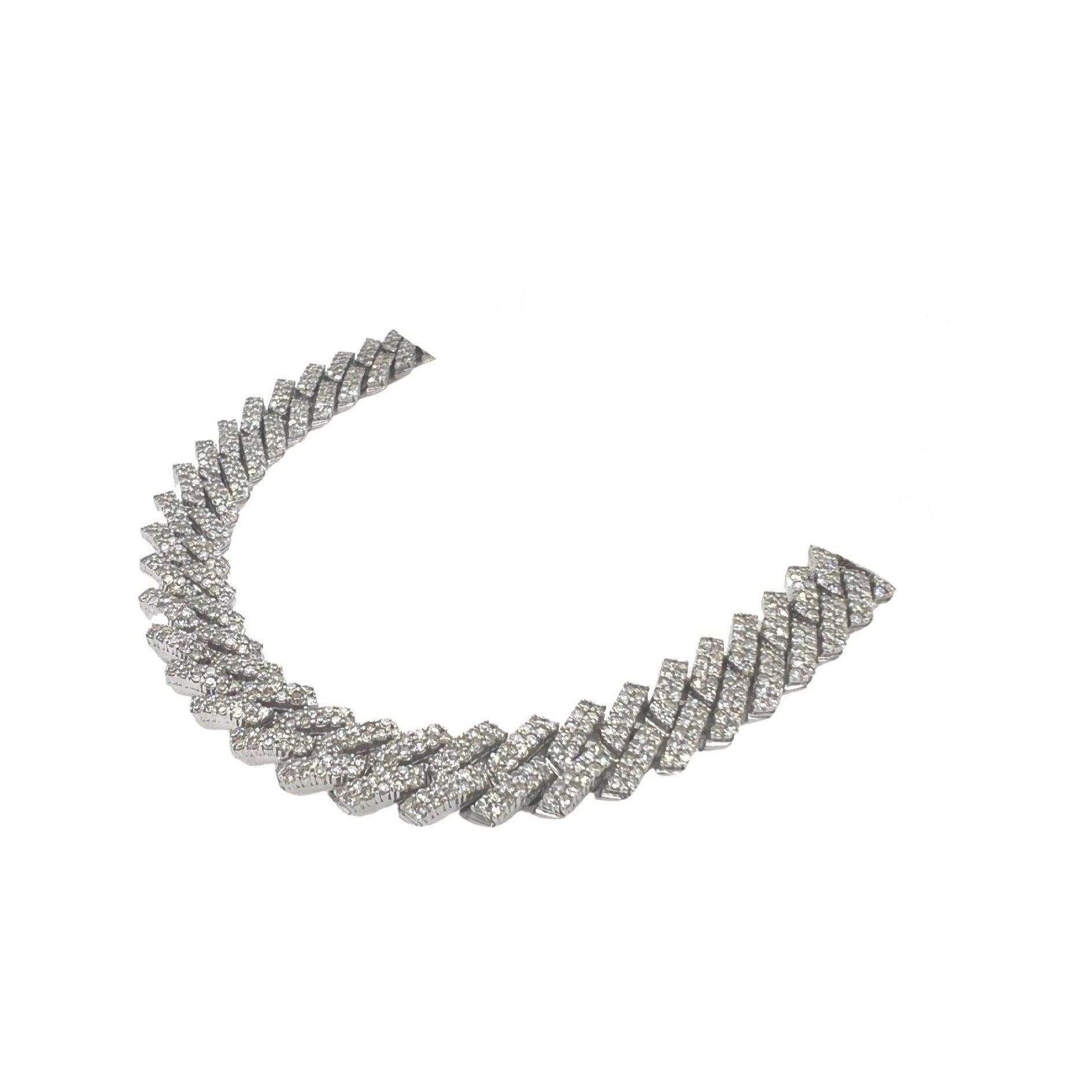 10K White Gold 12MM Prong Set Miami Cuban Diamond Chain 20.20 CT - 22"