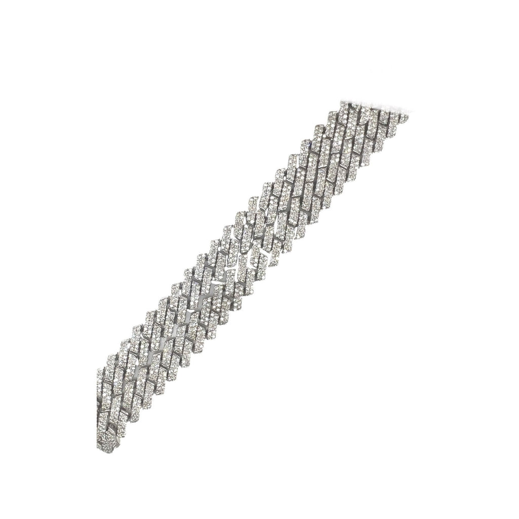 10K White Gold 12MM Prong Set Miami Cuban Diamond Chain 22.78 CT - 22"