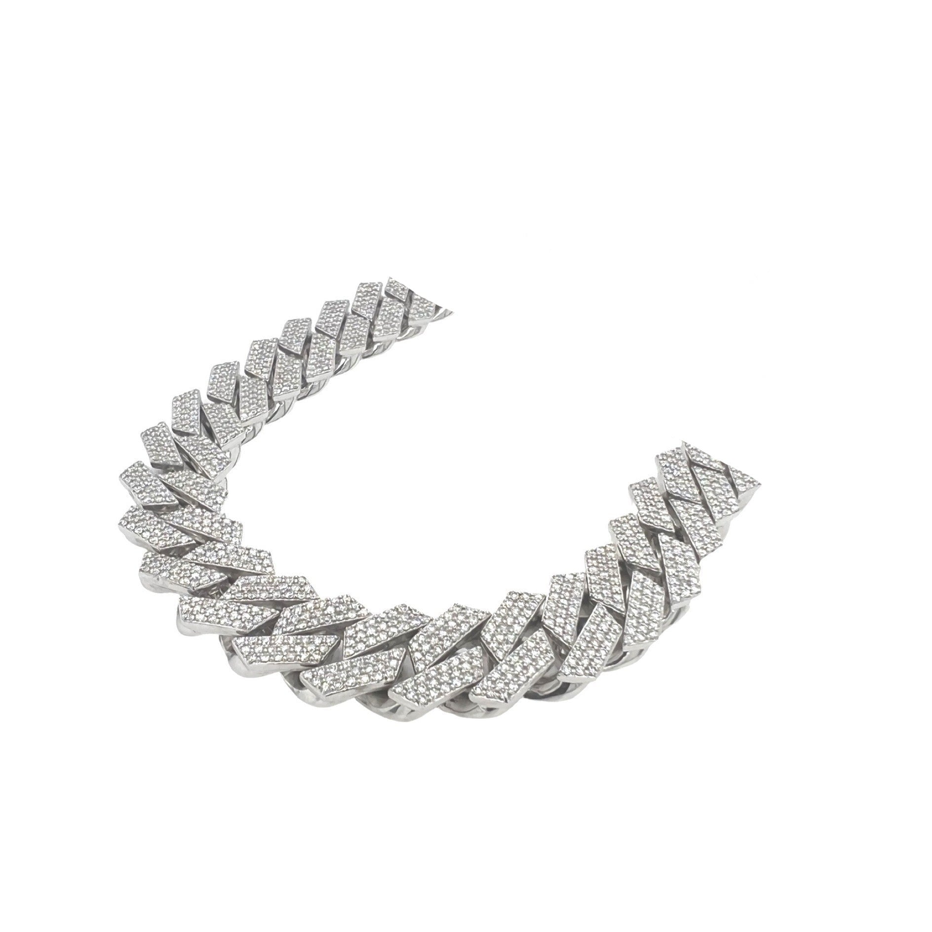 10K White Gold 15MM Miami Cuban Pave Diamond Chain 18.49 CT - 21"