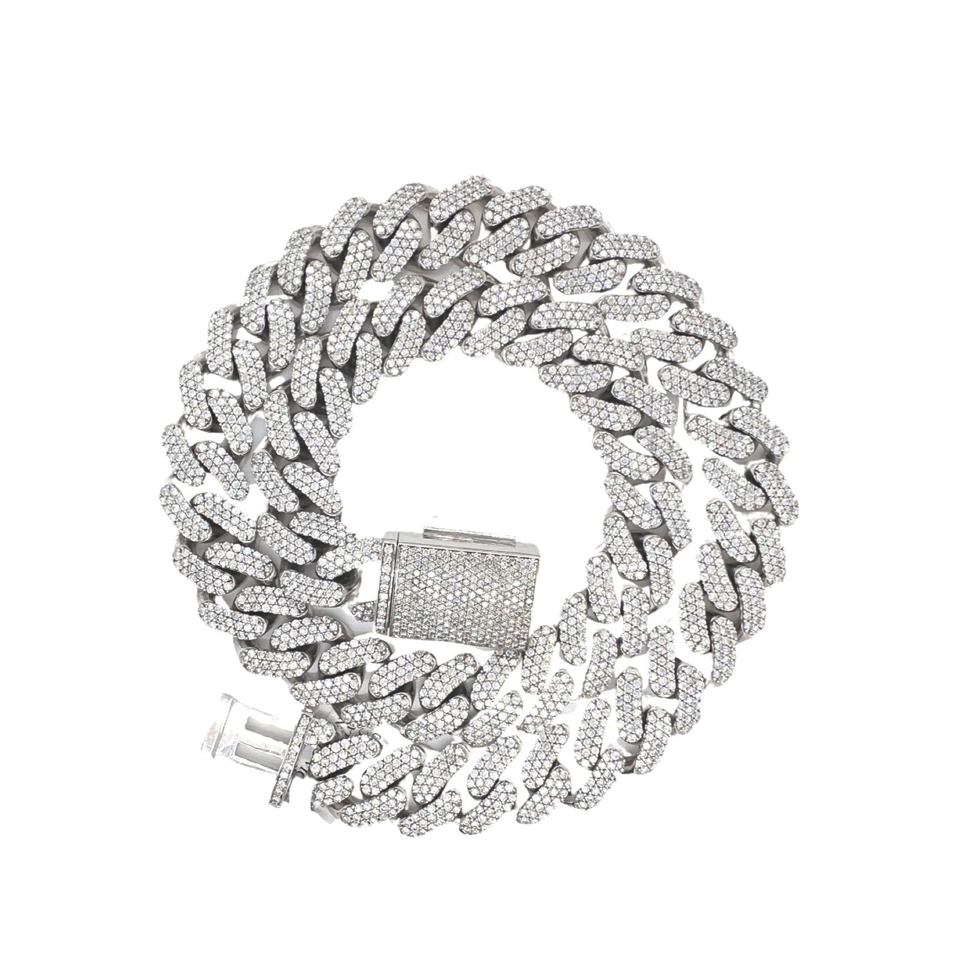 10K White Gold 16MM Miami Cuban Honeycomb VS Diamond Chain 35.31 CT - 20"