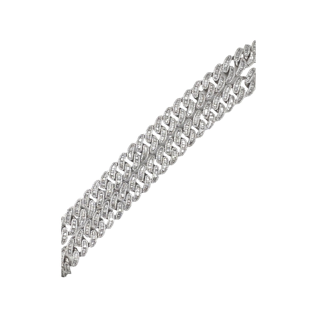 10K White Gold 12MM Miami Cuban Baguette Diamond Chain 19.98 CT - 21"