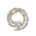 10K Two-Tone Gold 11MM Barbed Wire Miami Cuban Diamond Chain 16.56 CT - 20"