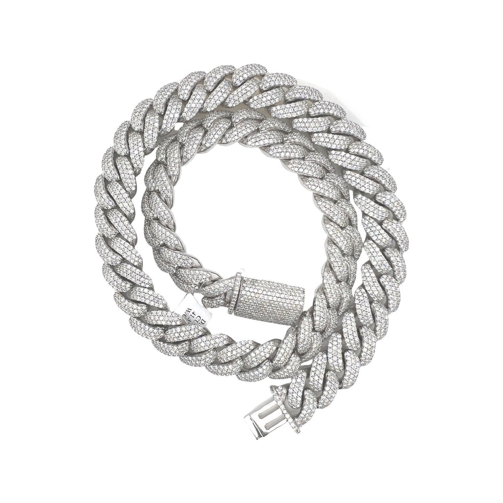 10K White Gold 16MM Miami Cuban Honeycomb VS Diamond Chain 41.37 CT - 22"