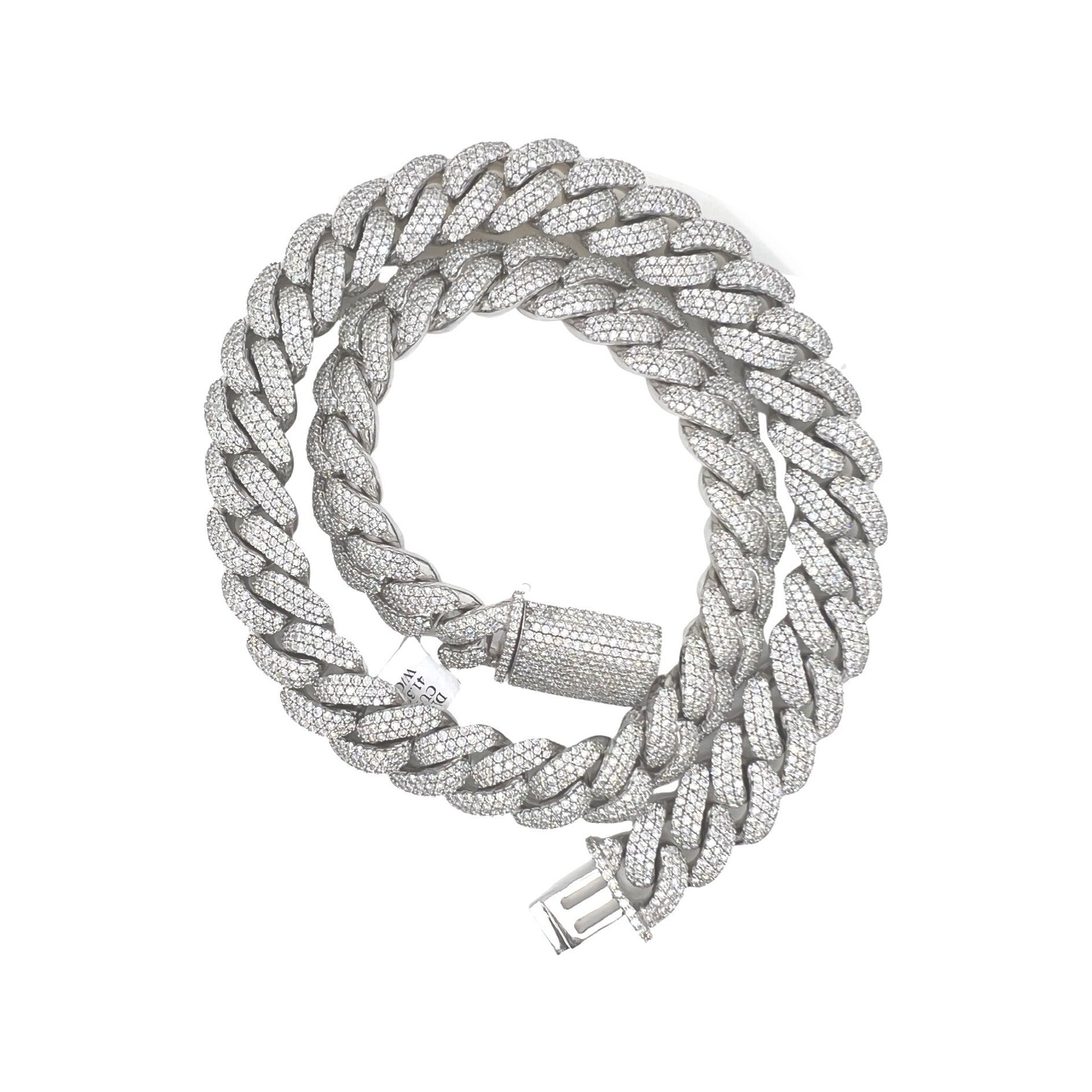 10K White Gold 16MM Miami Cuban Honeycomb VS Diamond Chain 41.37 CT - 22"