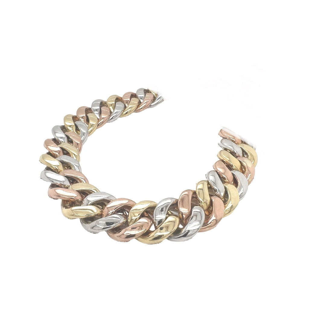 10K Tri-Color Gold 21MM Half Kilo Miami Cuban Baguette VS Diamond Chain 51.1 CT
