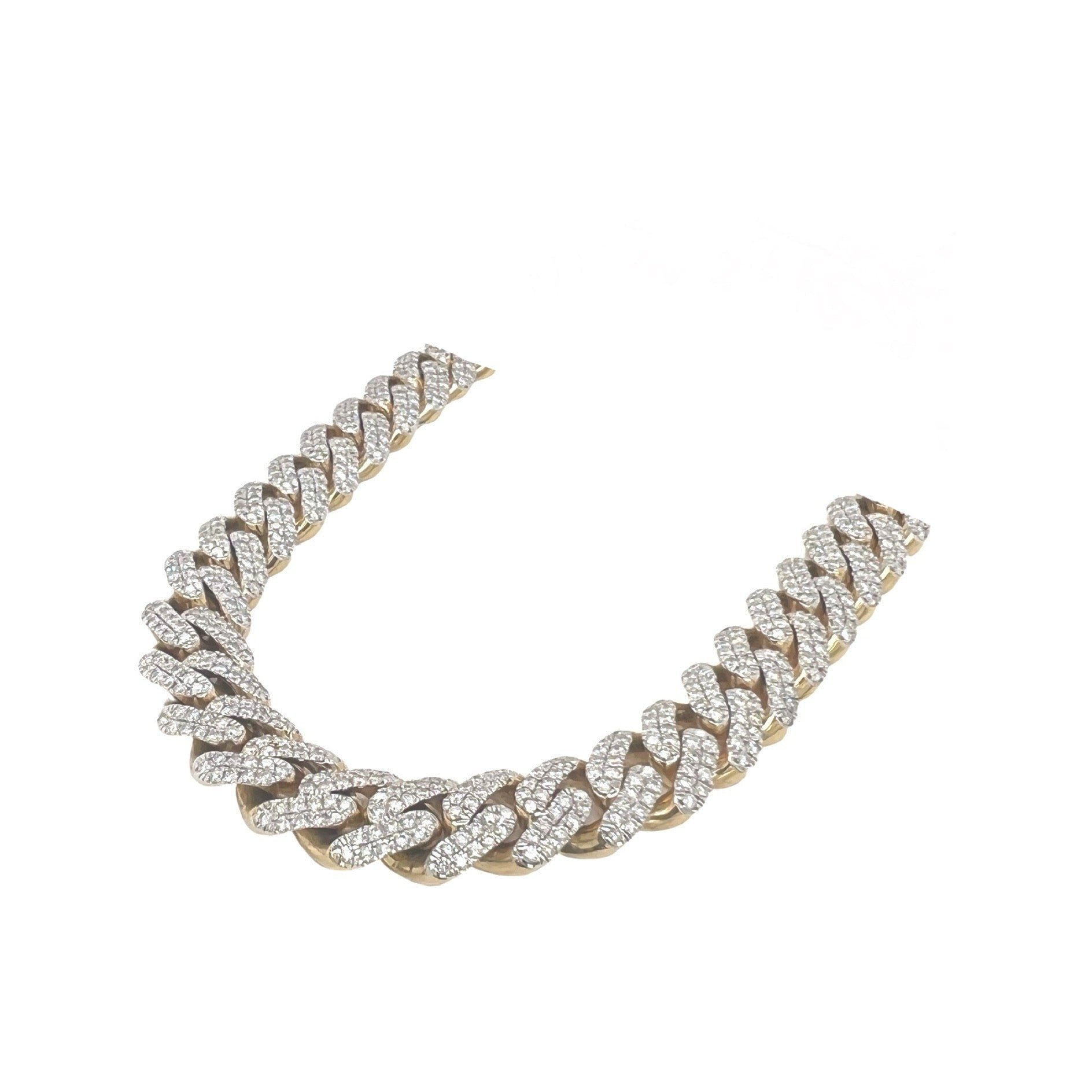 10K Yellow Gold 12MM Miami Cuban Pave Diamond Chain 21.83 CT - 23"