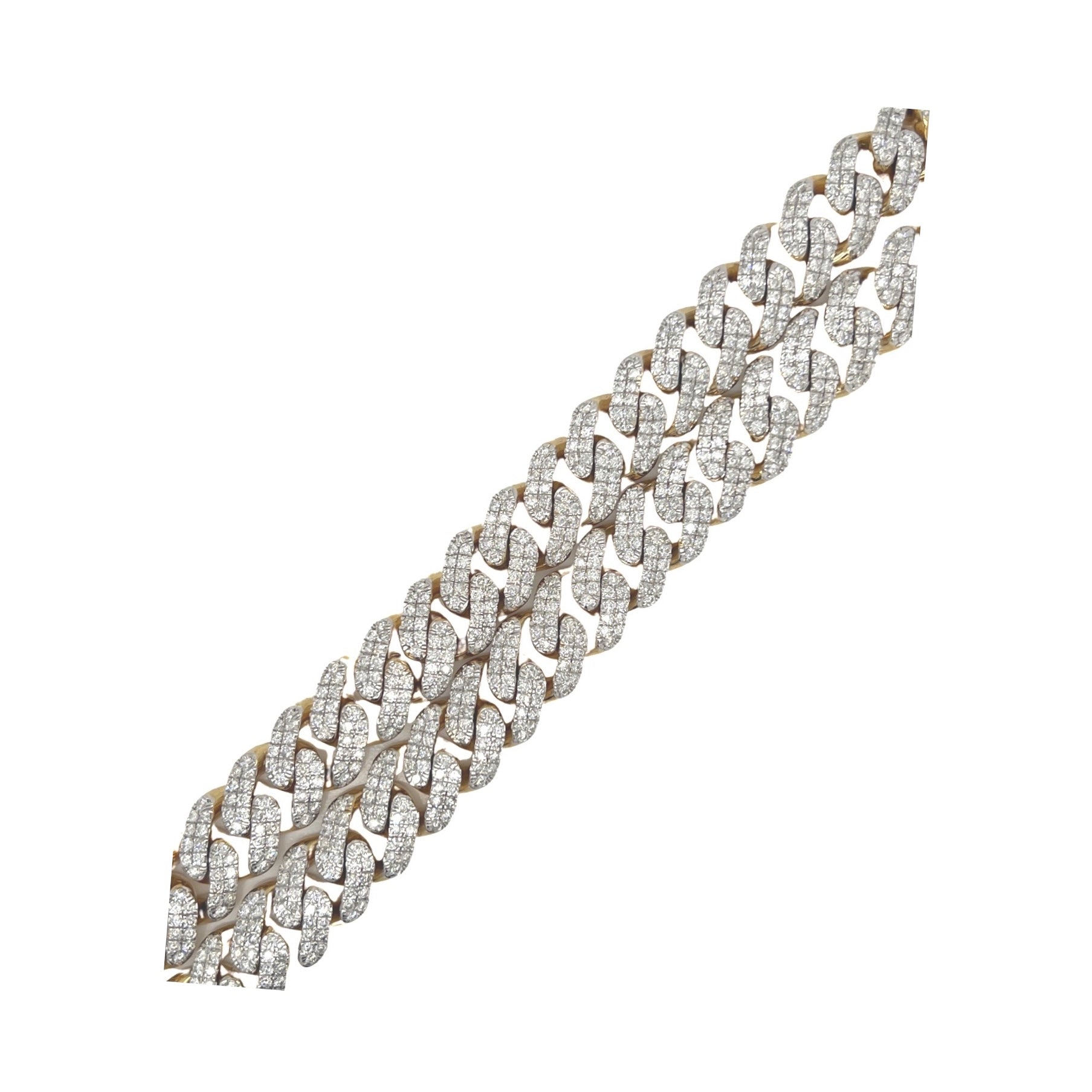 10K Yellow Gold 12MM Miami Cuban Pave Diamond Chain 21.83 CT - 23"