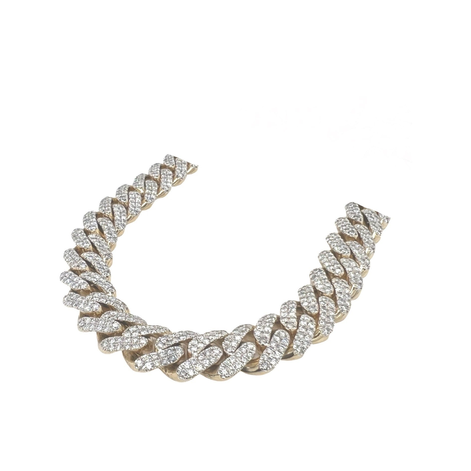 10K Yellow Gold 14MM Miami Cuban Pave Diamond Chain 31.62 CT - 22"