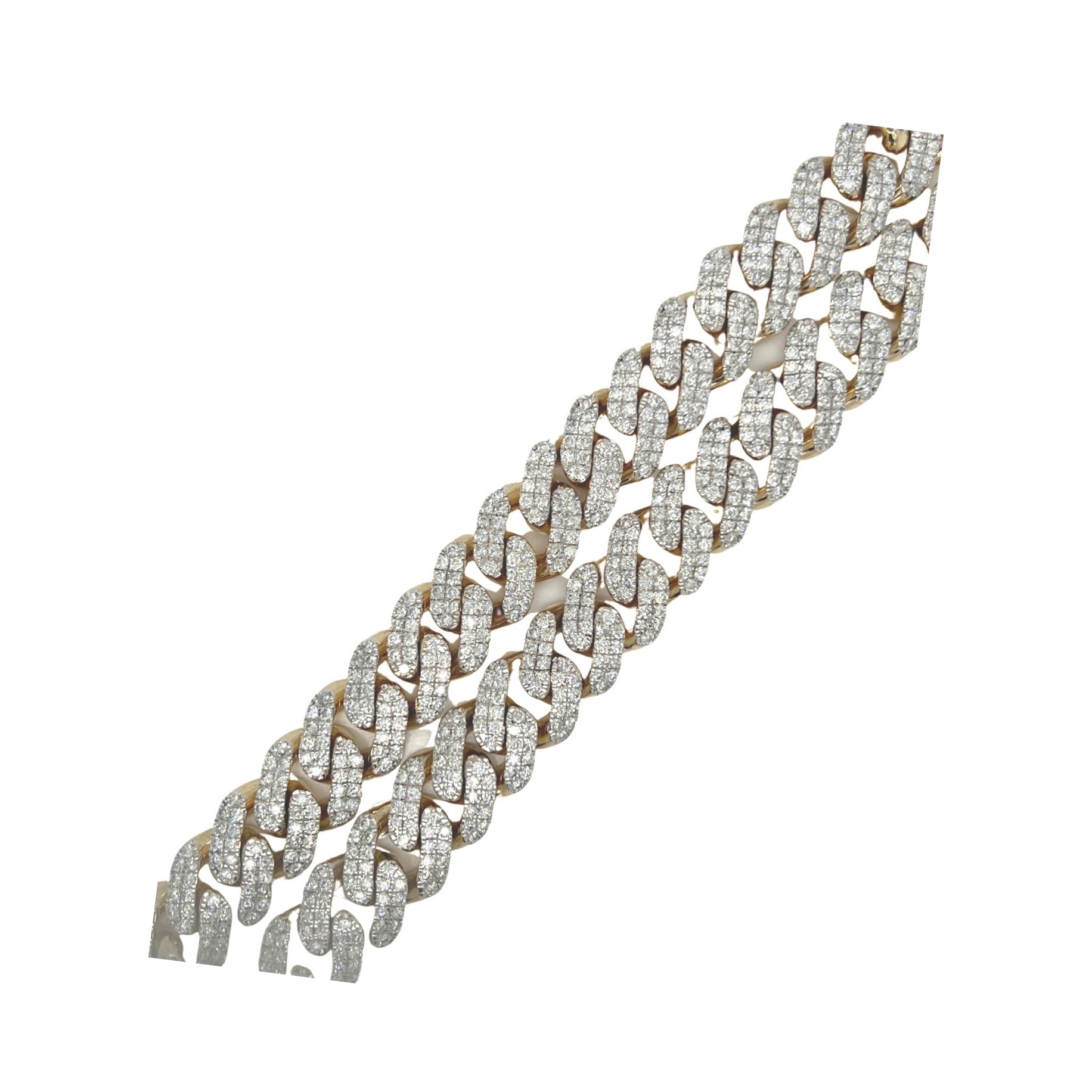 10K Yellow Gold 14MM Miami Cuban Pave Diamond Chain 31.62 CT - 22"