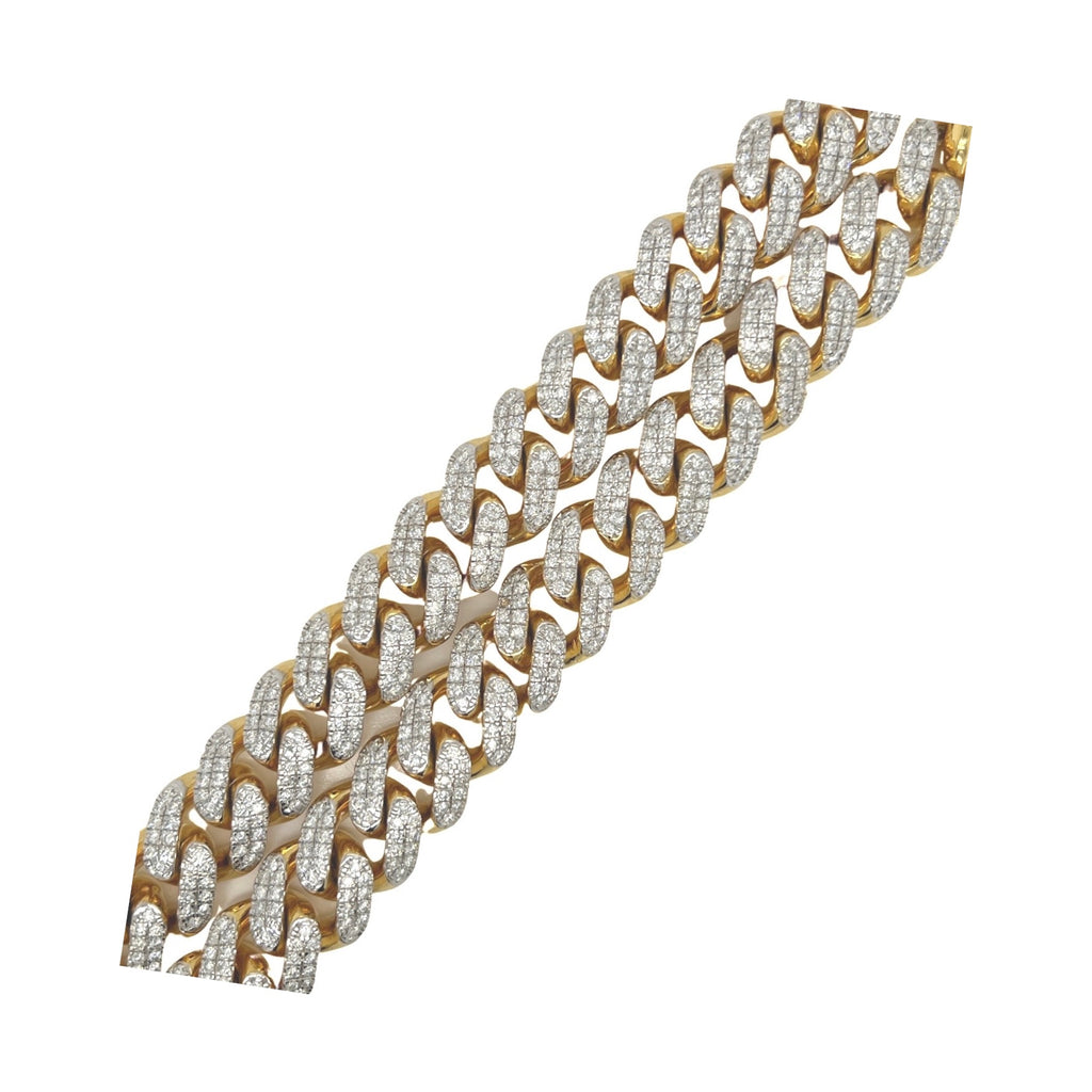 10K Yellow Gold 15MM Miami Cuban Pave Diamond Chain 21.79 CT - 22"