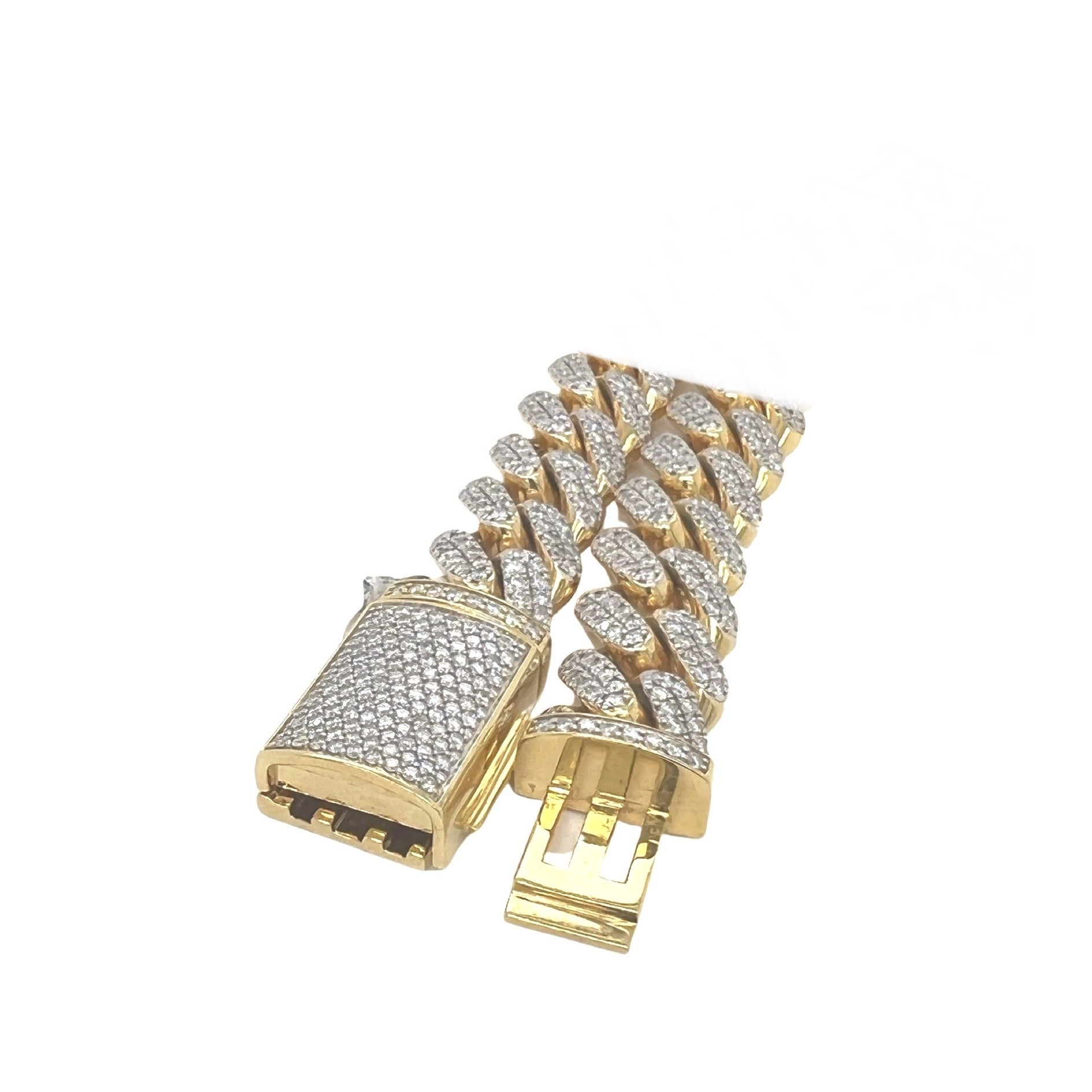 10K Yellow Gold 15MM Miami Cuban Pave Diamond Chain 21.79 CT - 22"