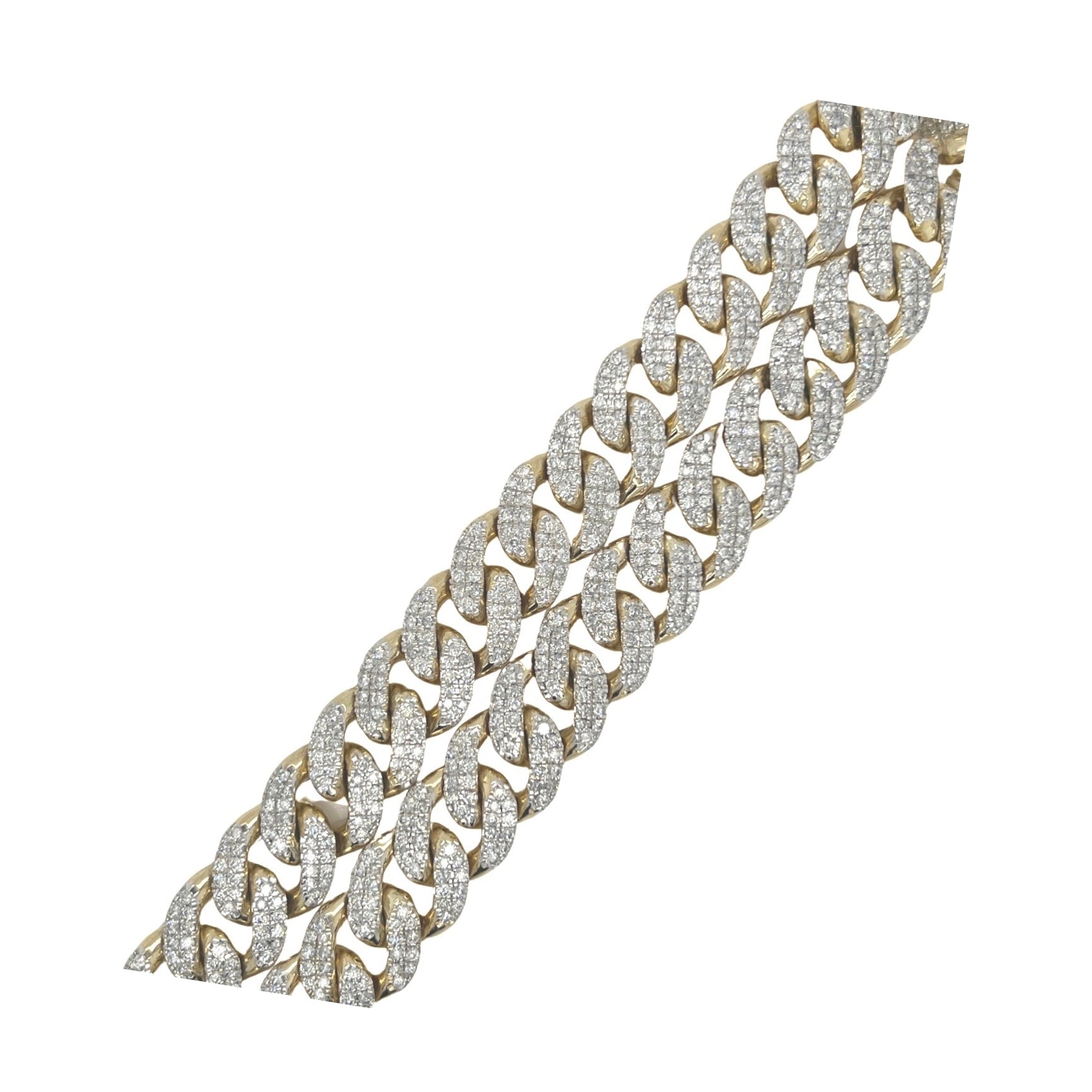 10K Yellow Gold 14.5MM Miami Cuban Pave Diamond Chain 24.25 CT - 24"
