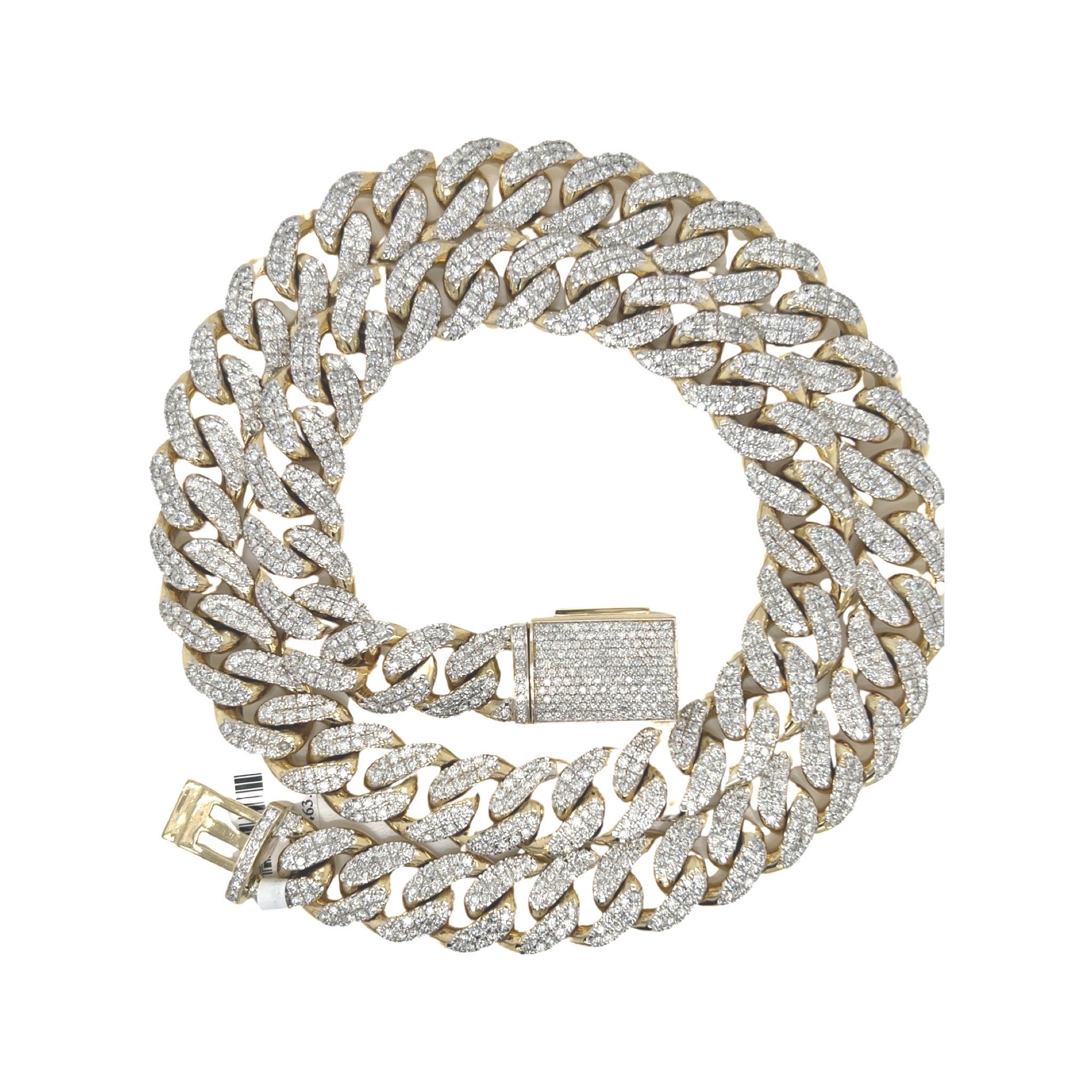 10K Yellow Gold 14.5MM Miami Cuban Pave Diamond Chain 24.25 CT - 24"