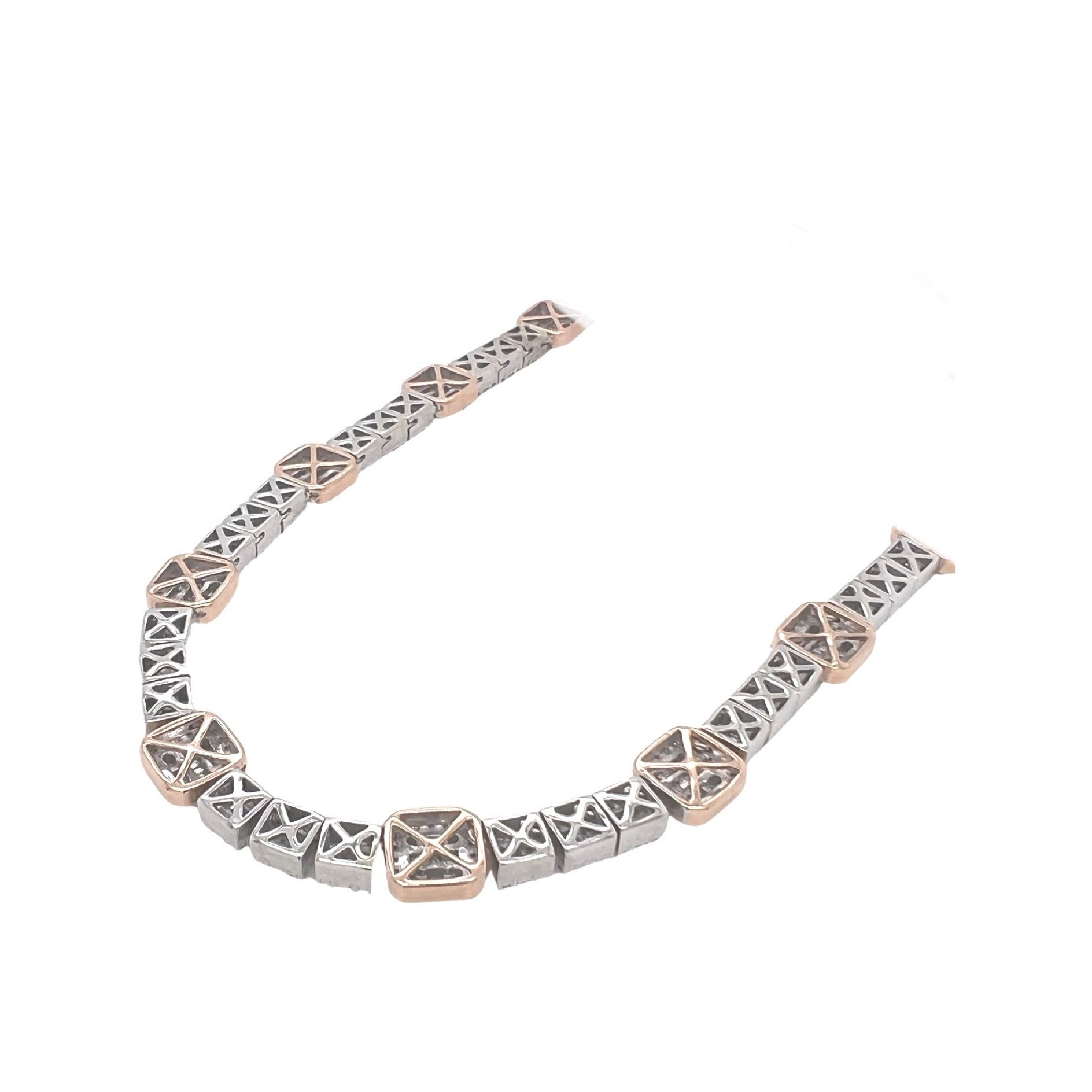 14K Two-Tone Gold 8.5MM Baguette Tennis Diamond Chain 14.59 CT - 22"
