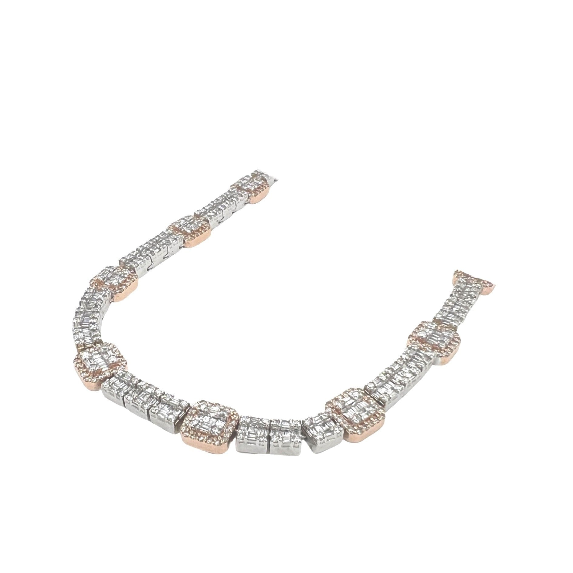 14K Two-Tone Gold 8.5MM Baguette Tennis Diamond Chain 14.59 CT - 22"