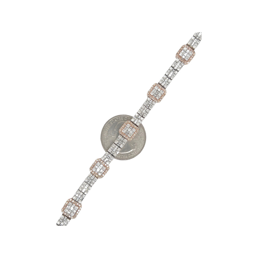 14K Two-Tone Gold 8.5MM Baguette Tennis Diamond Chain 14.59 CT - 22"