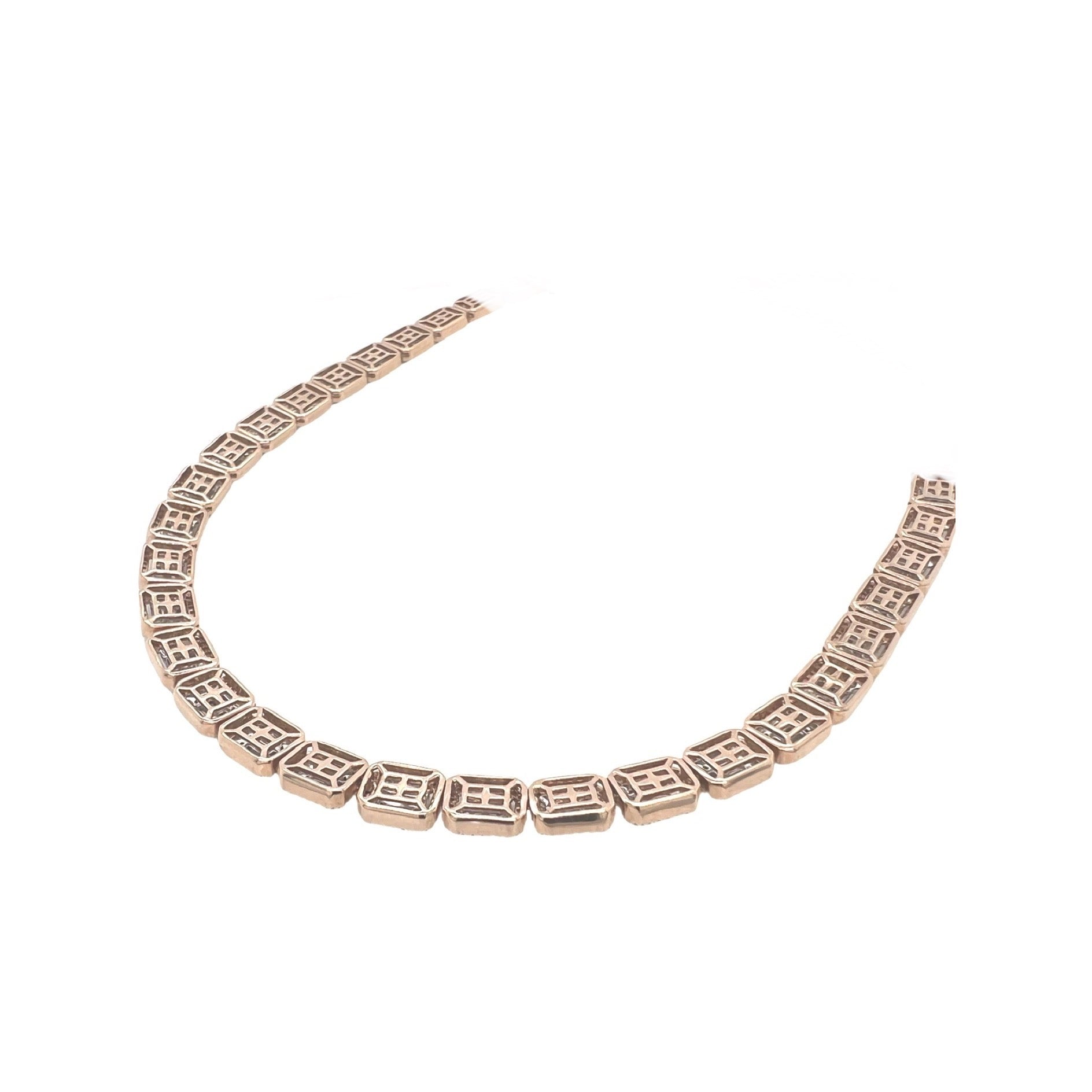 14K Rose Gold 7.5MM Tennis Baguette Diamond Chain 14.0 CT - 20"