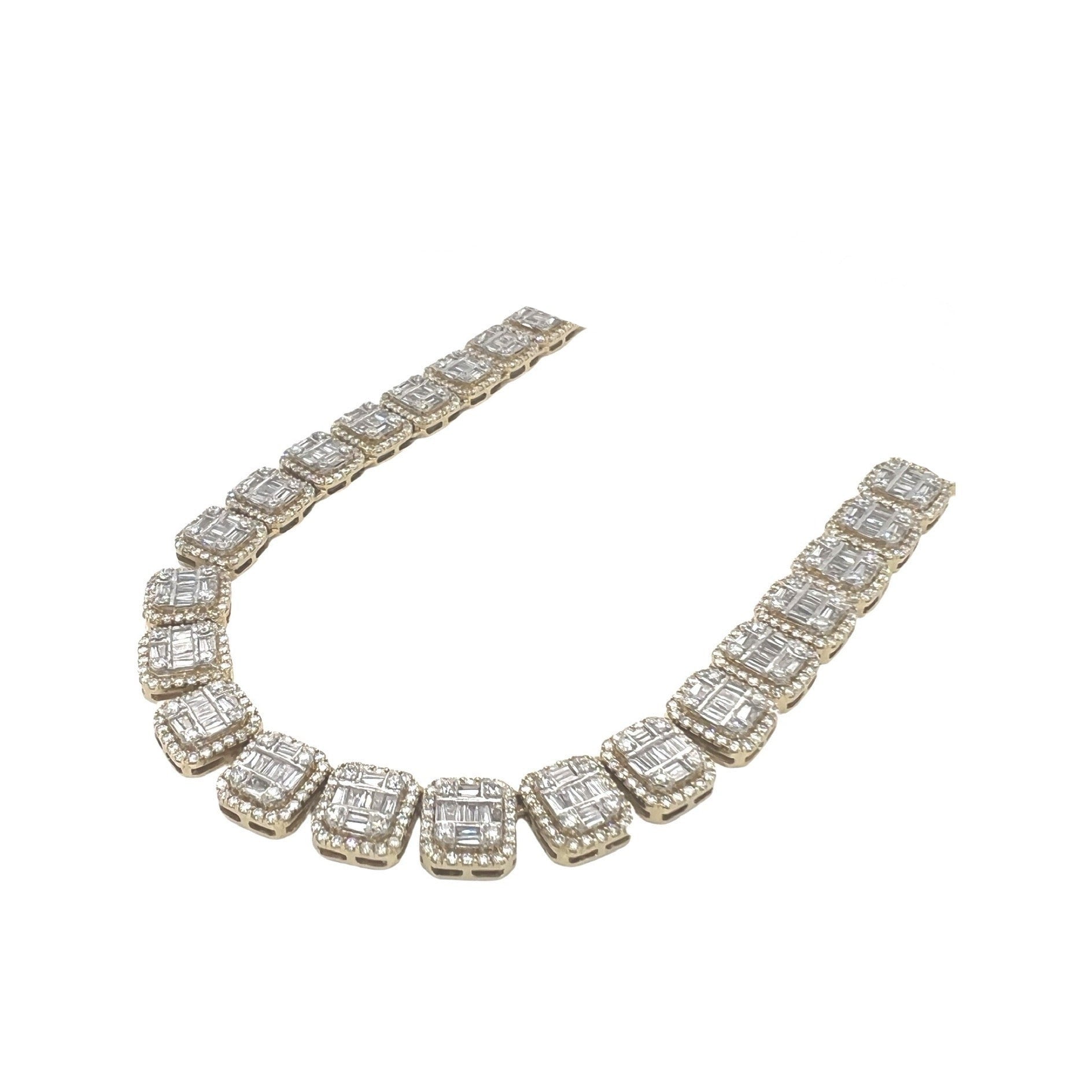 10K Yellow Gold 10MM Tennis Baguette Diamond Chain 23.75 CT - 20"