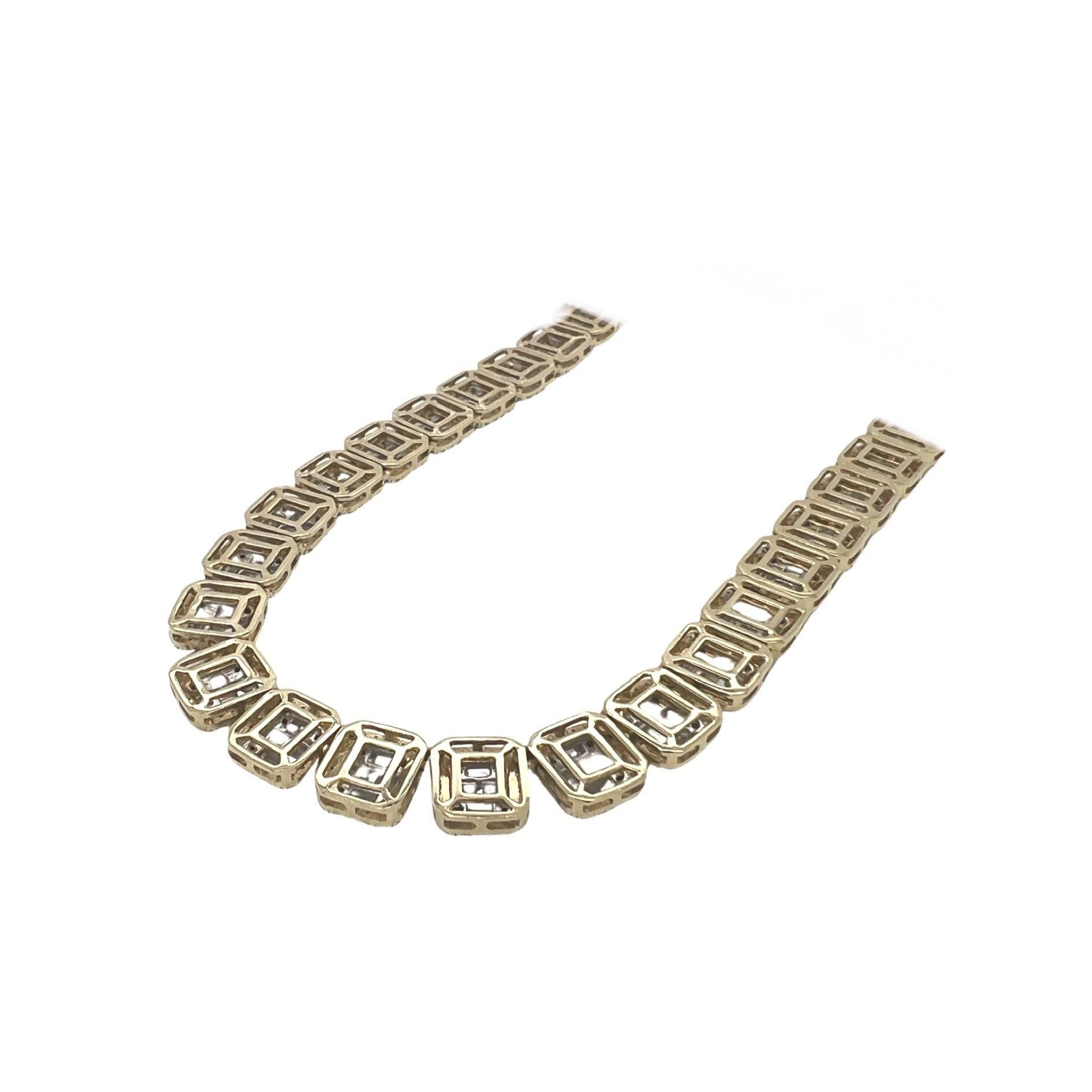 10K Yellow Gold 10MM Tennis Baguette Diamond Chain 23.75 CT - 20"