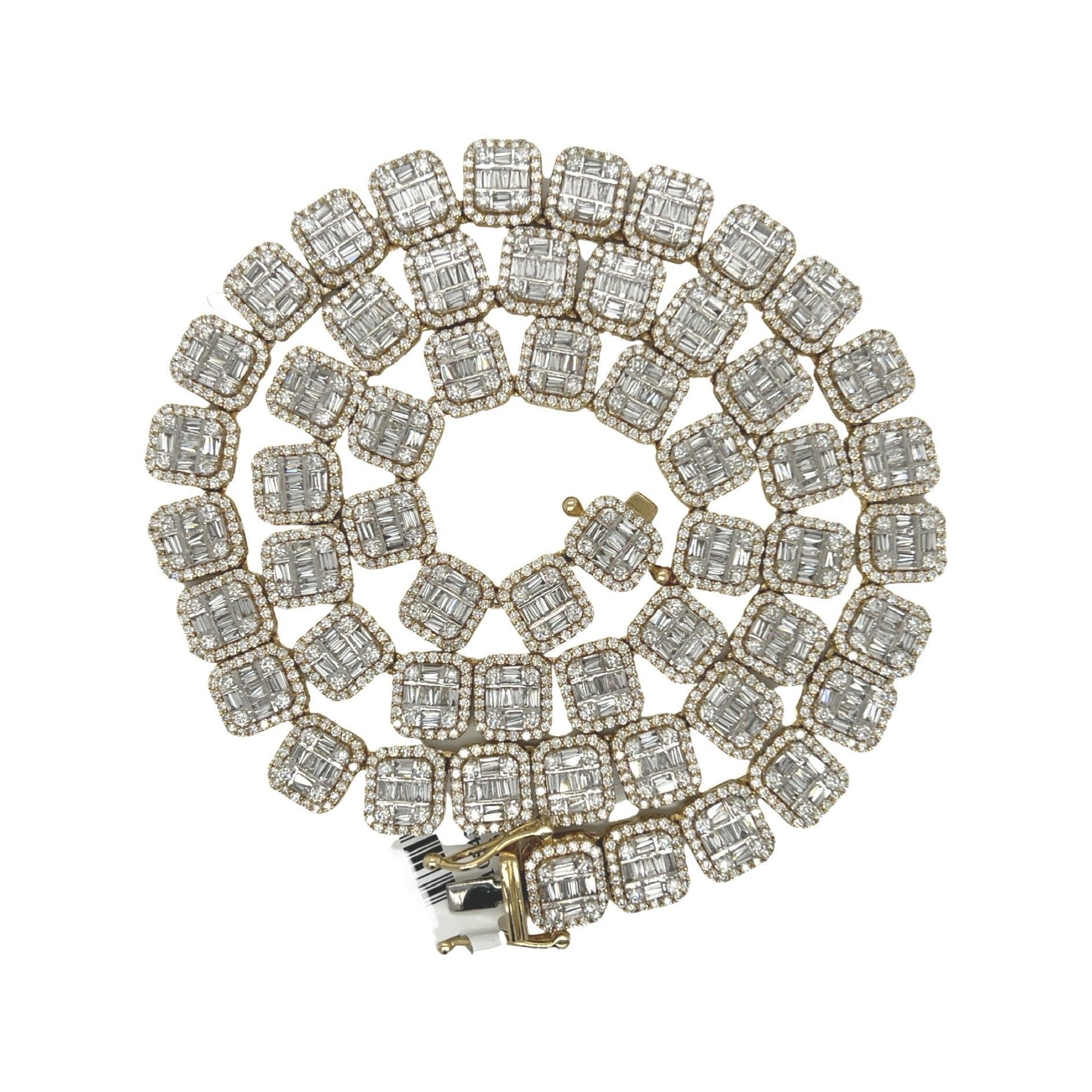 10K Yellow Gold 10MM Tennis Baguette Diamond Chain 23.75 CT - 20"