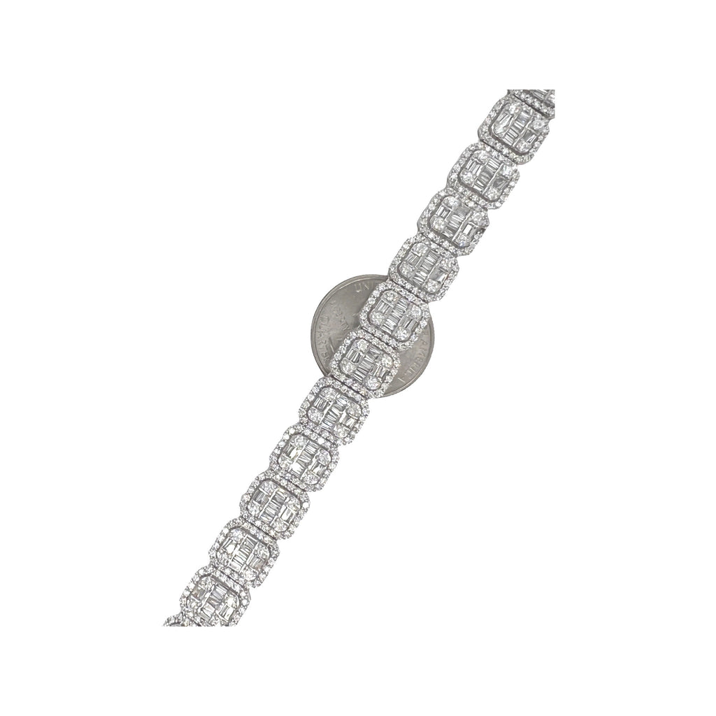 10K White Gold 12MM Tennis Baguette Diamond Chain 32.03 CT - 22"