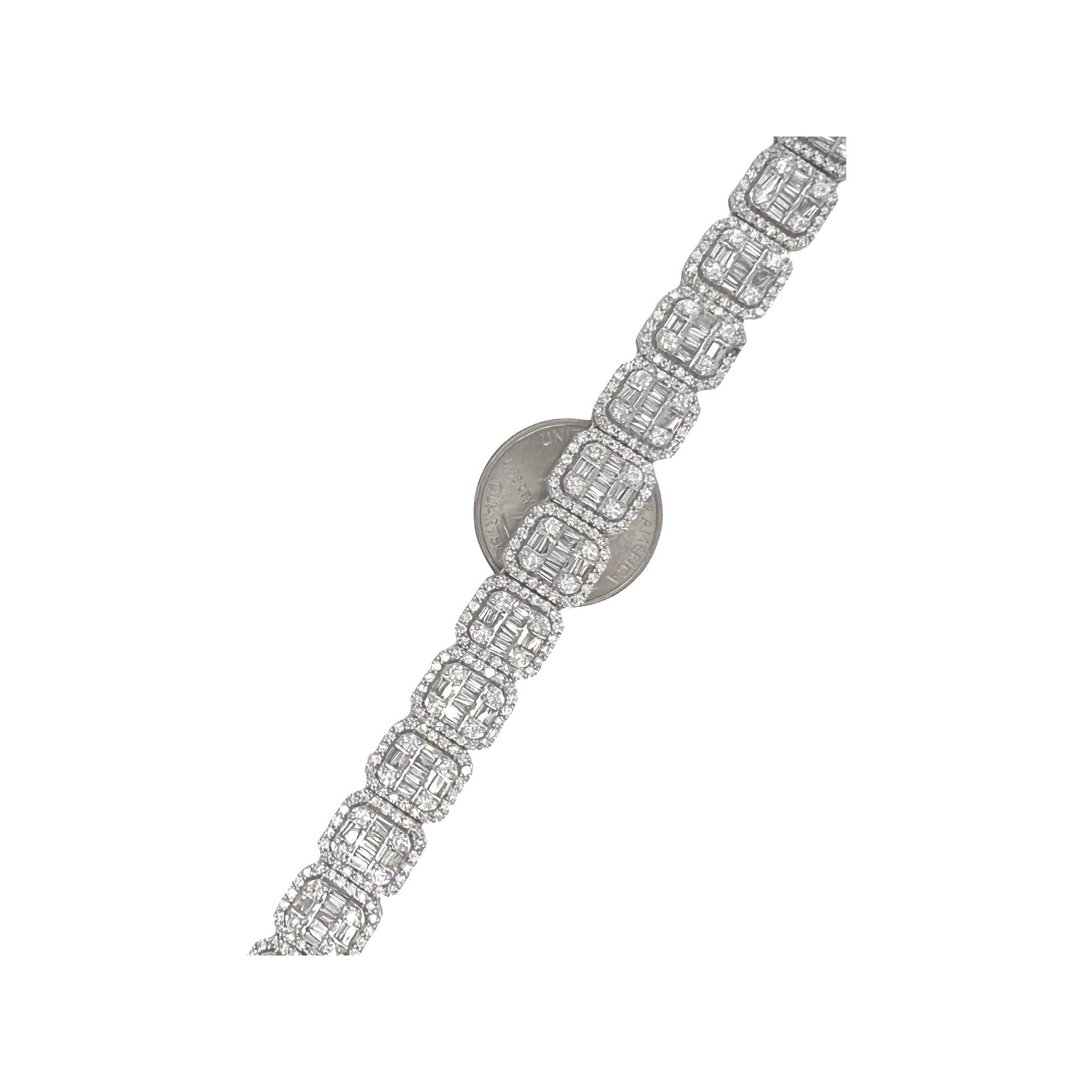 10K White Gold 12MM Tennis Baguette Diamond Chain 32.03 CT - 22"