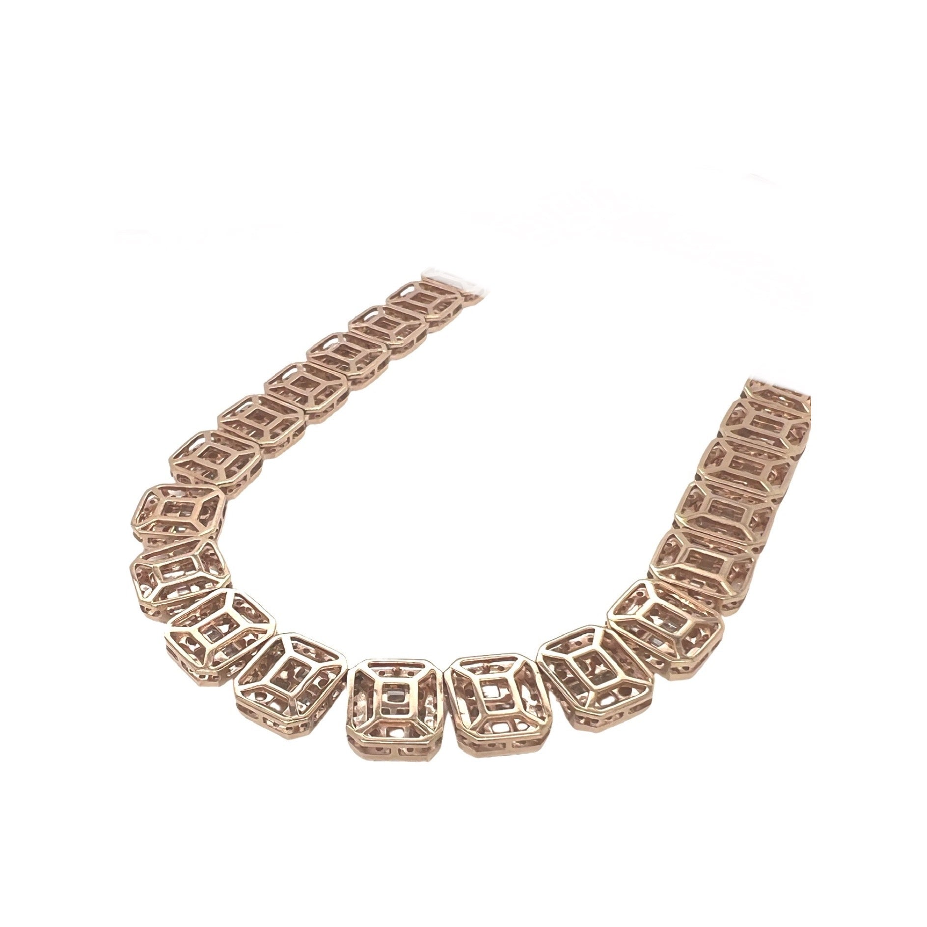 10K Rose Gold 12MM Tennis Baguette Diamond Chain 31.81 CT - 22"