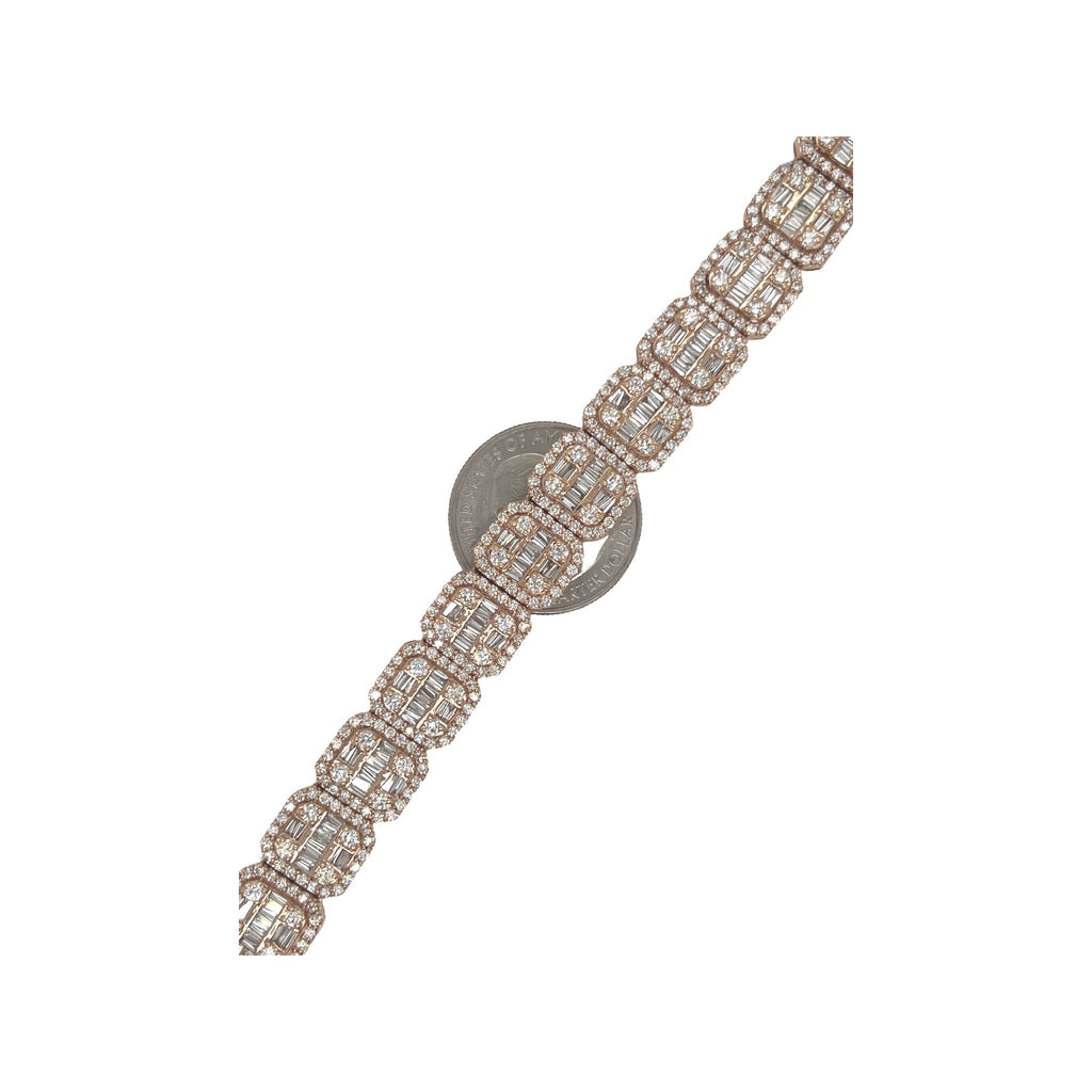 10K Rose Gold 12MM Tennis Baguette Diamond Chain 31.81 CT - 22"