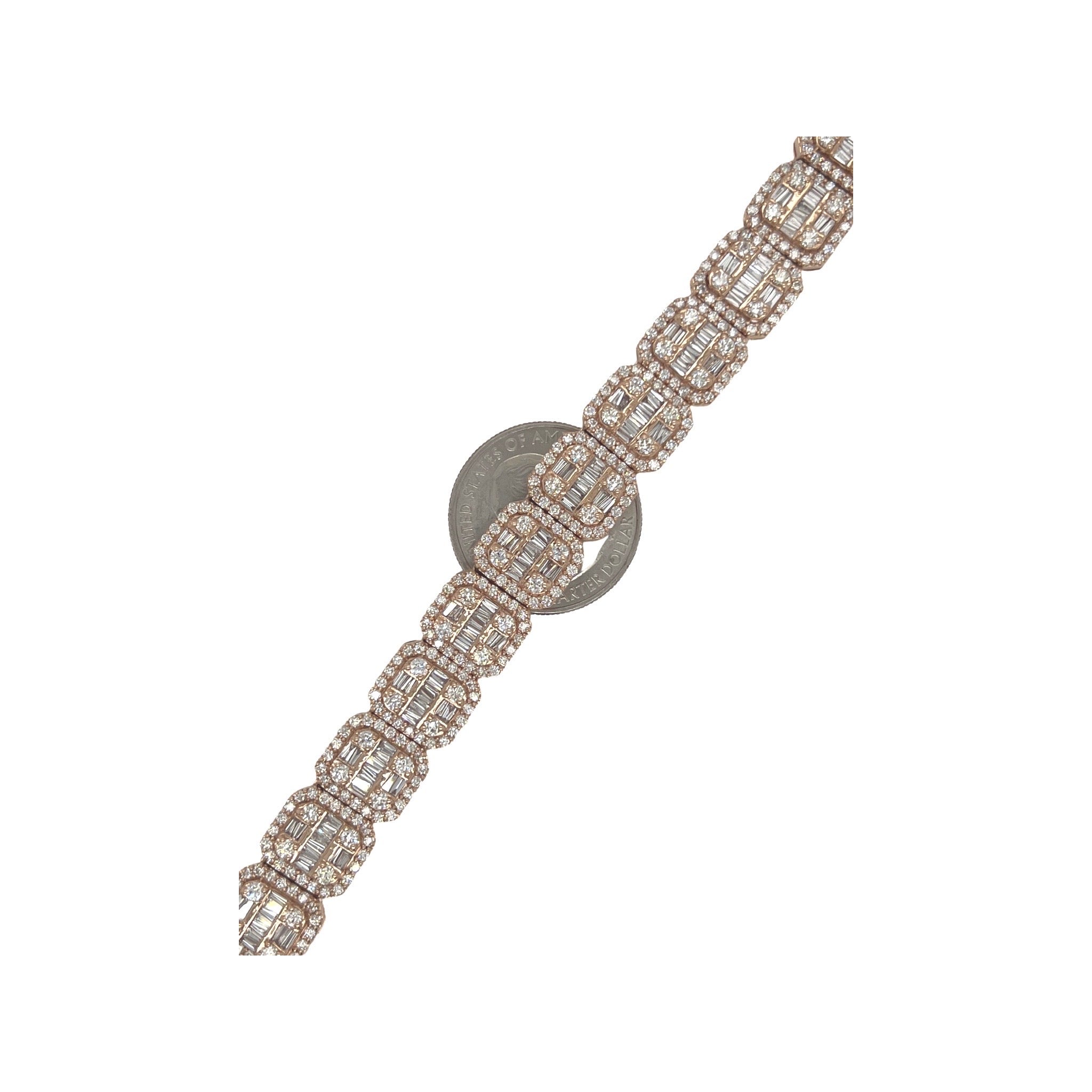 10K Rose Gold 12MM Tennis Baguette Diamond Chain 31.81 CT - 22"