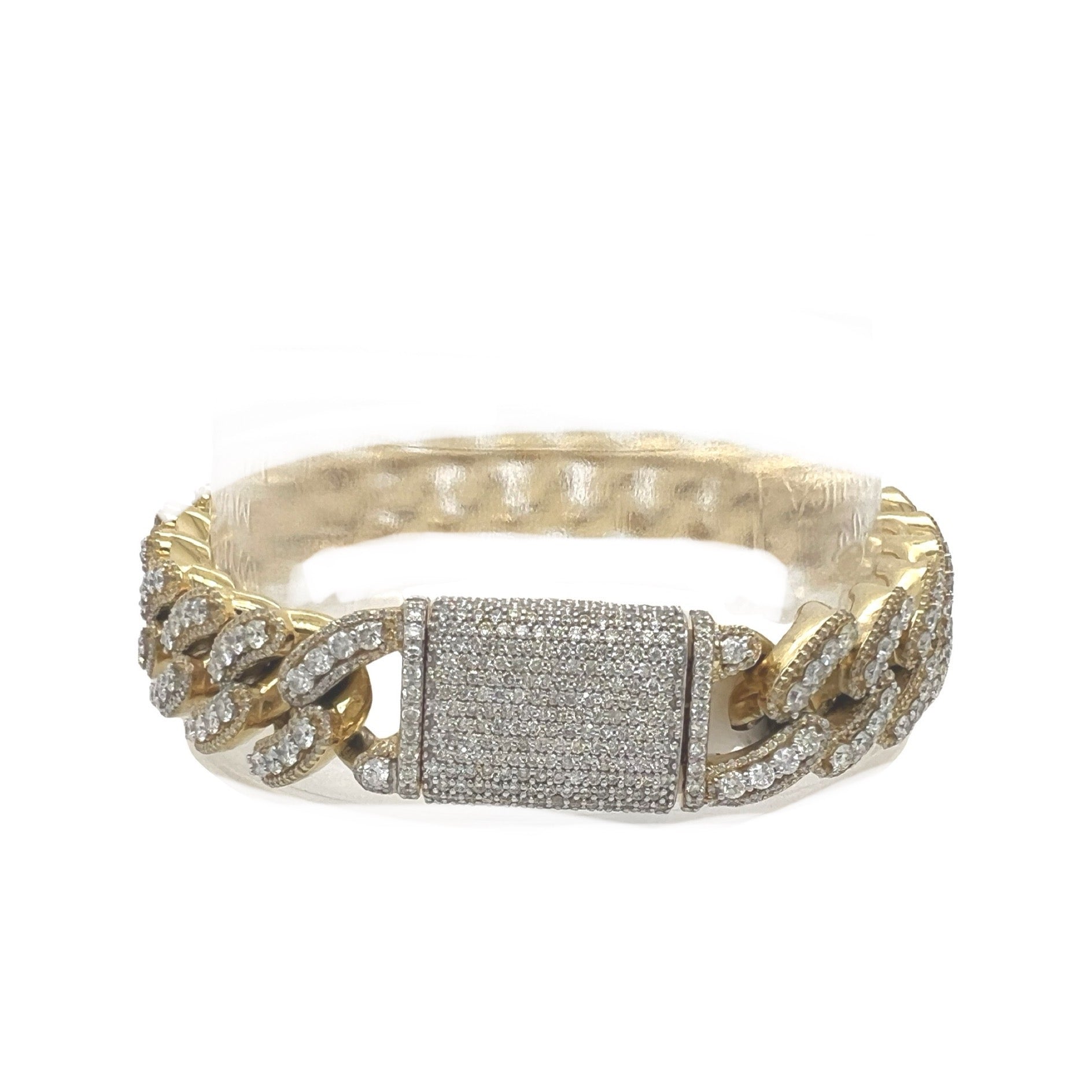 10K Yellow Gold 13.5MM Prong Set Miami Cuban Diamond Bracelet 12.73 CT 8"