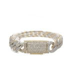 10K Two-Tone Gold 12.5MM Miami Cuban Honeycomb Diamond Bracelet 12.97 CT 8"