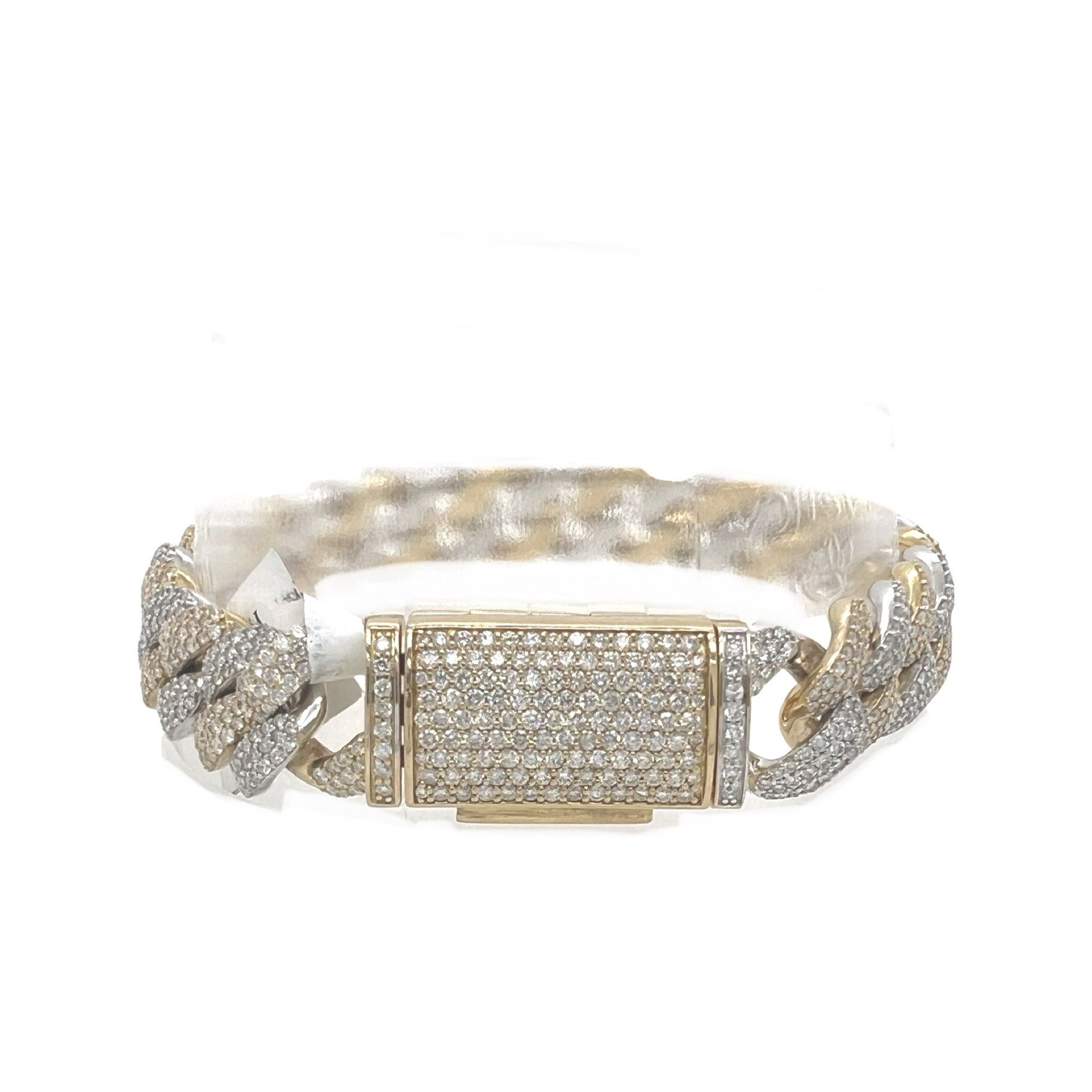 10K Two-Tone Gold 12.5MM Miami Cuban Honeycomb Diamond Bracelet 12.97 CT 8"