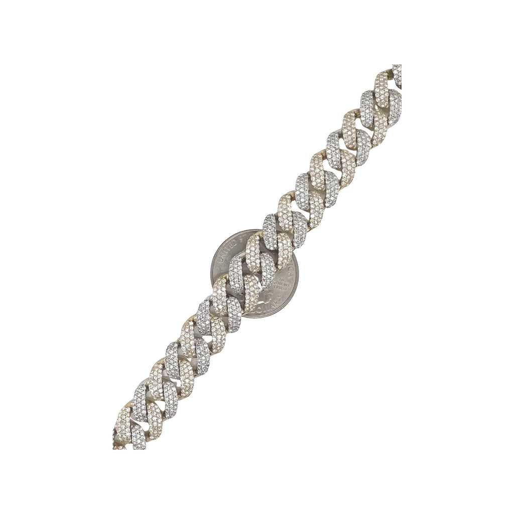 10K Two-Tone Gold 12.5MM Miami Cuban Honeycomb Diamond Bracelet 12.97 CT 8"