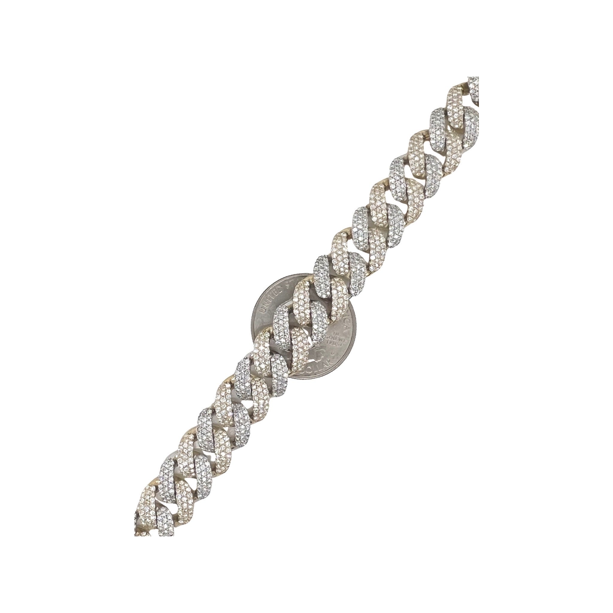 10K Two-Tone Gold 12.5MM Miami Cuban Honeycomb Diamond Bracelet 12.97 CT 8"