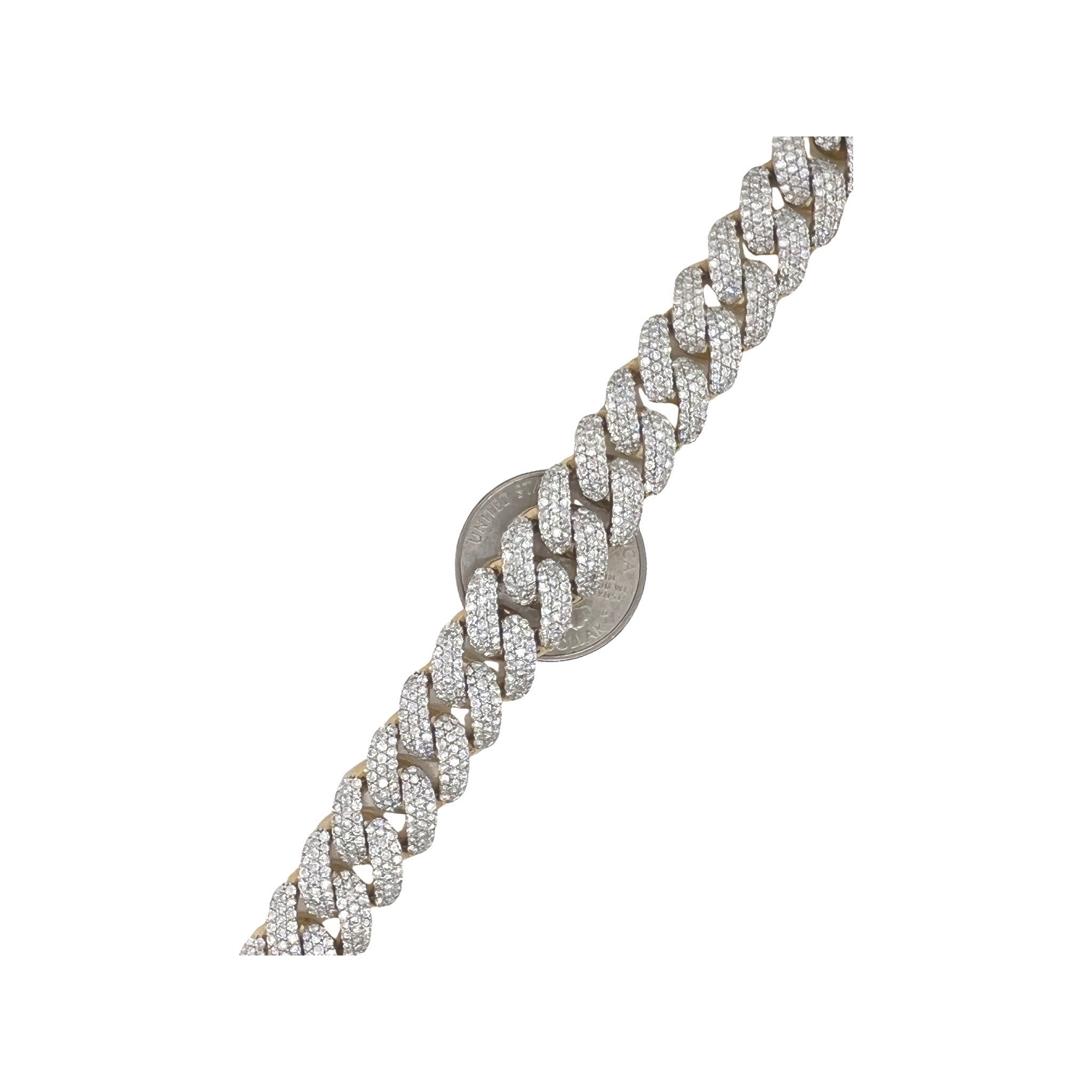10K Yellow Gold 13.5MM Miami Cuban Honeycomb Diamond Bracelet 12.8 CT 8"