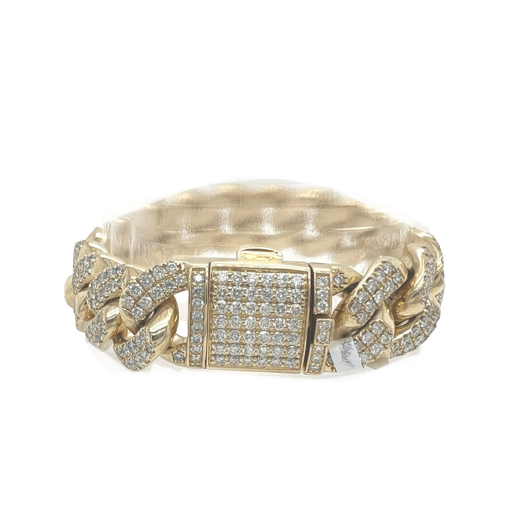 10K Yellow Gold 18MM Miami Cuban Pave Diamond Bracelet 12.71 CT 8"