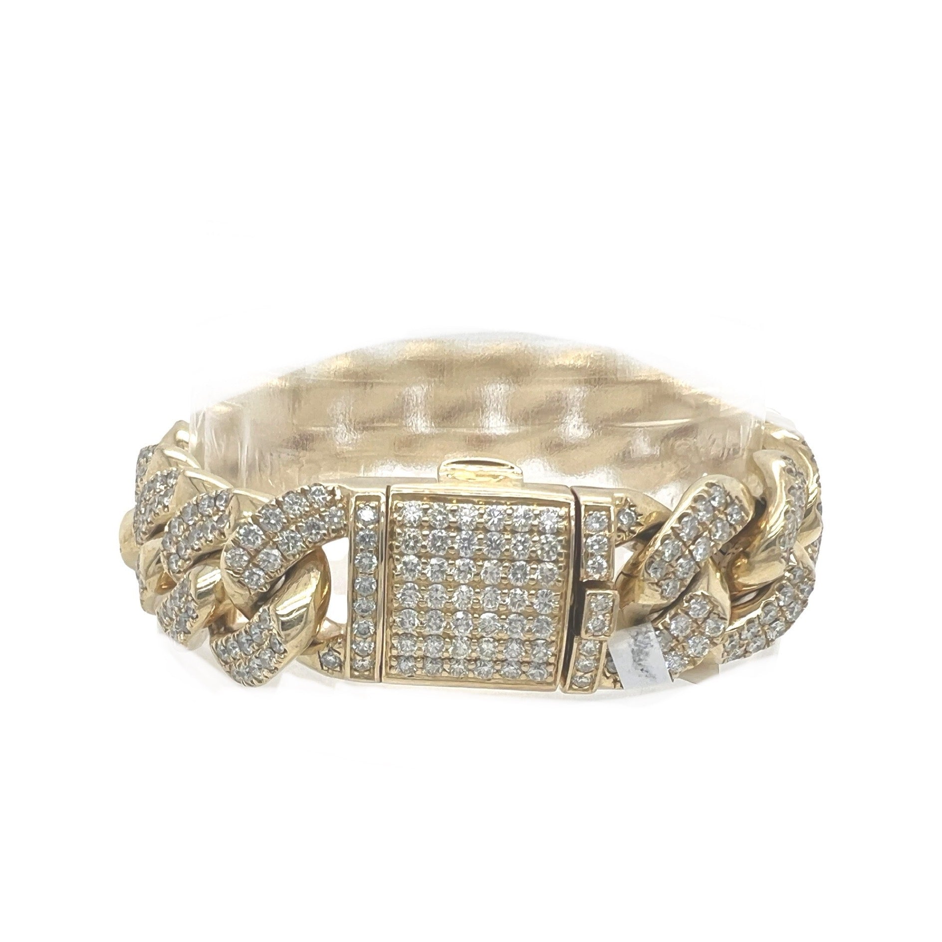 10K Yellow Gold 18MM Miami Cuban Pave Diamond Bracelet 12.71 CT 8"