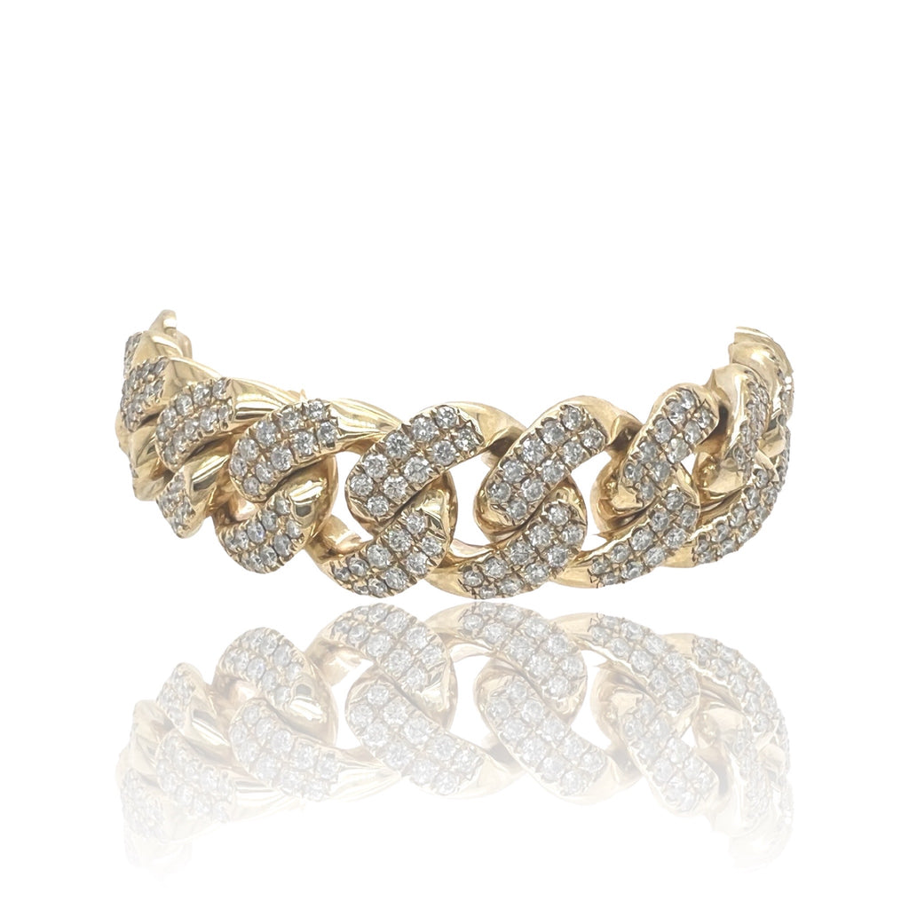 10K Yellow Gold 18MM Miami Cuban Pave Diamond Bracelet 12.71 CT 8"