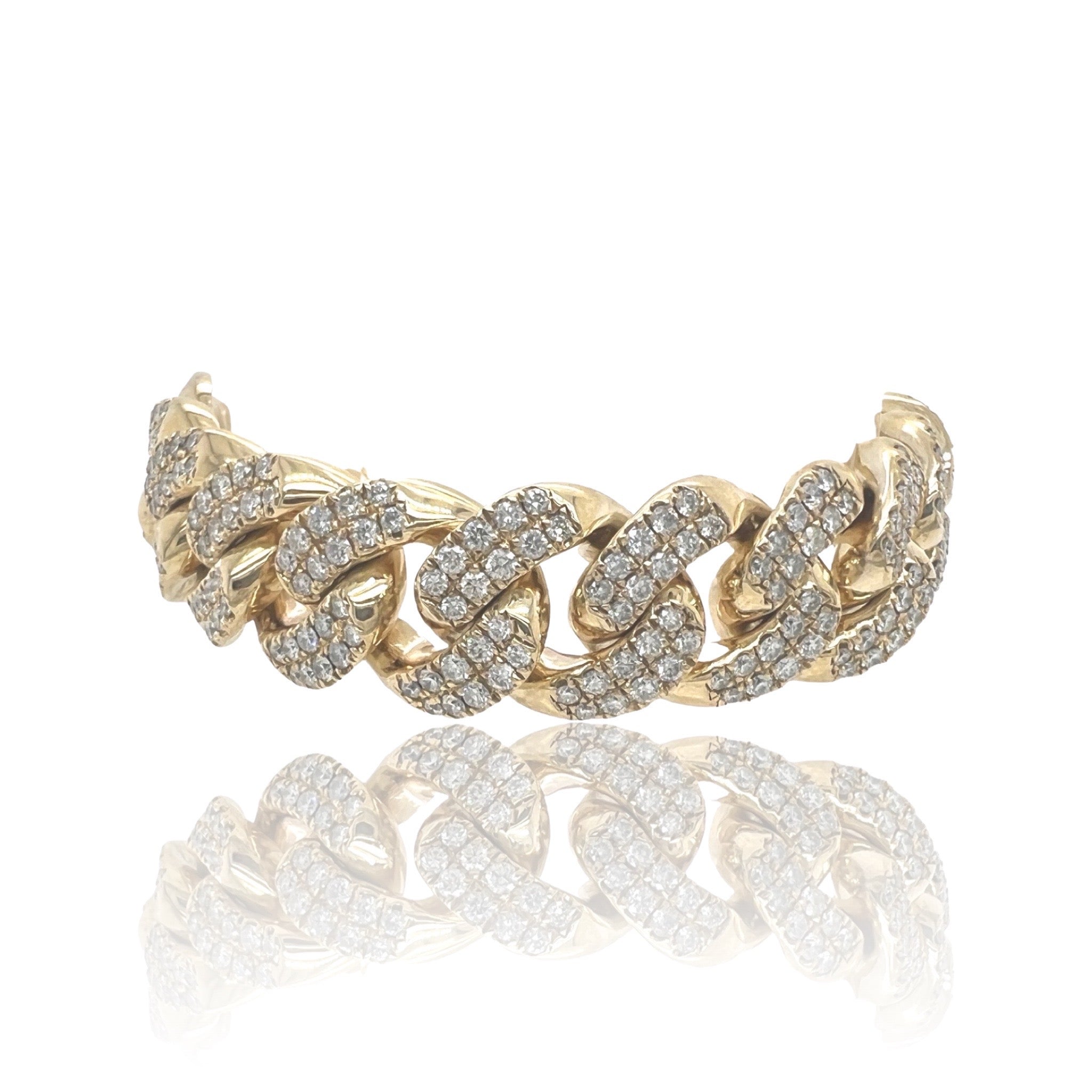 10K Yellow Gold 18MM Miami Cuban Pave Diamond Bracelet 12.71 CT 8"