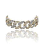 10K Two-Tone Gold 15.5MM Miami Cuban Baguette Diamond Bracelet 11.51 CT 8.5"