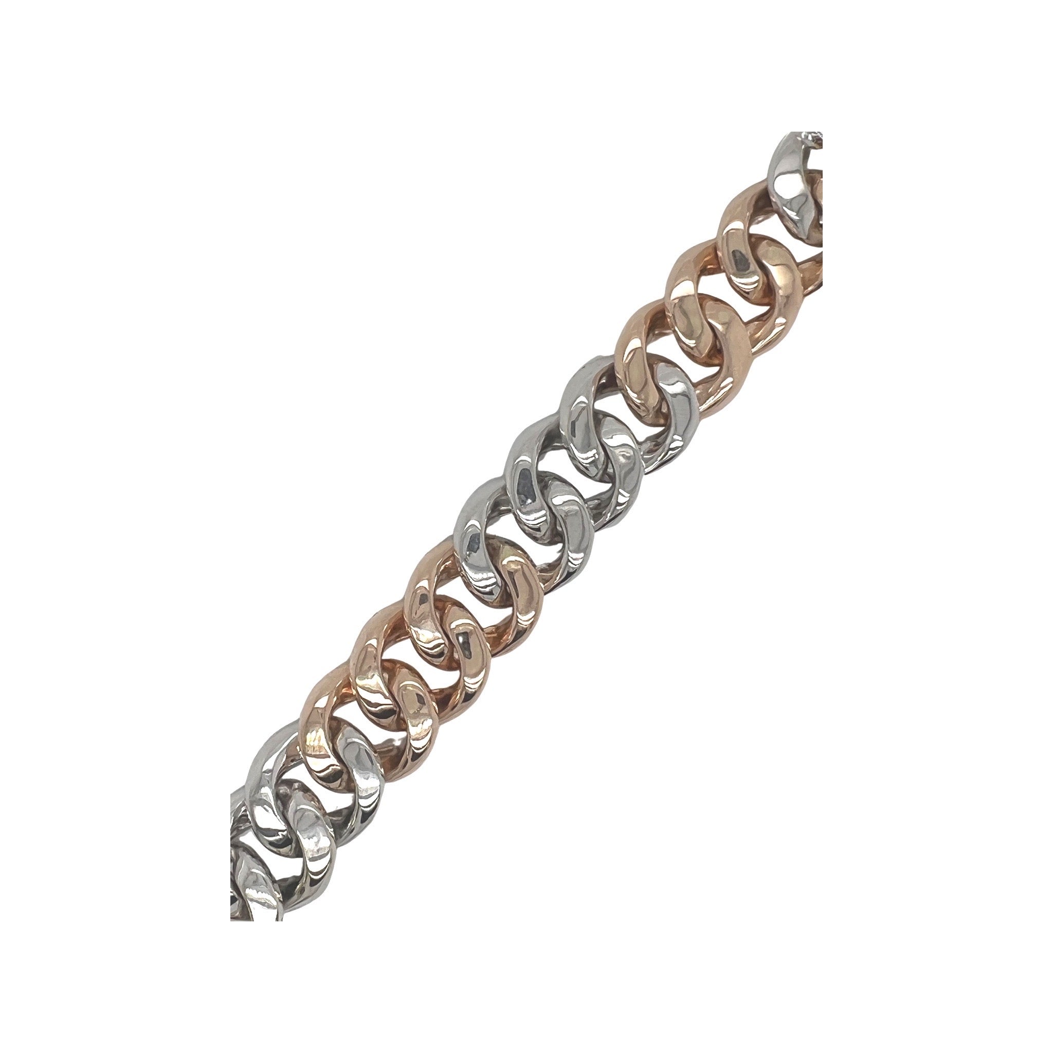 10K Two-Tone Gold 18MM Miami Cuban Baguette Diamond Bracelet 14.36 CT 8"