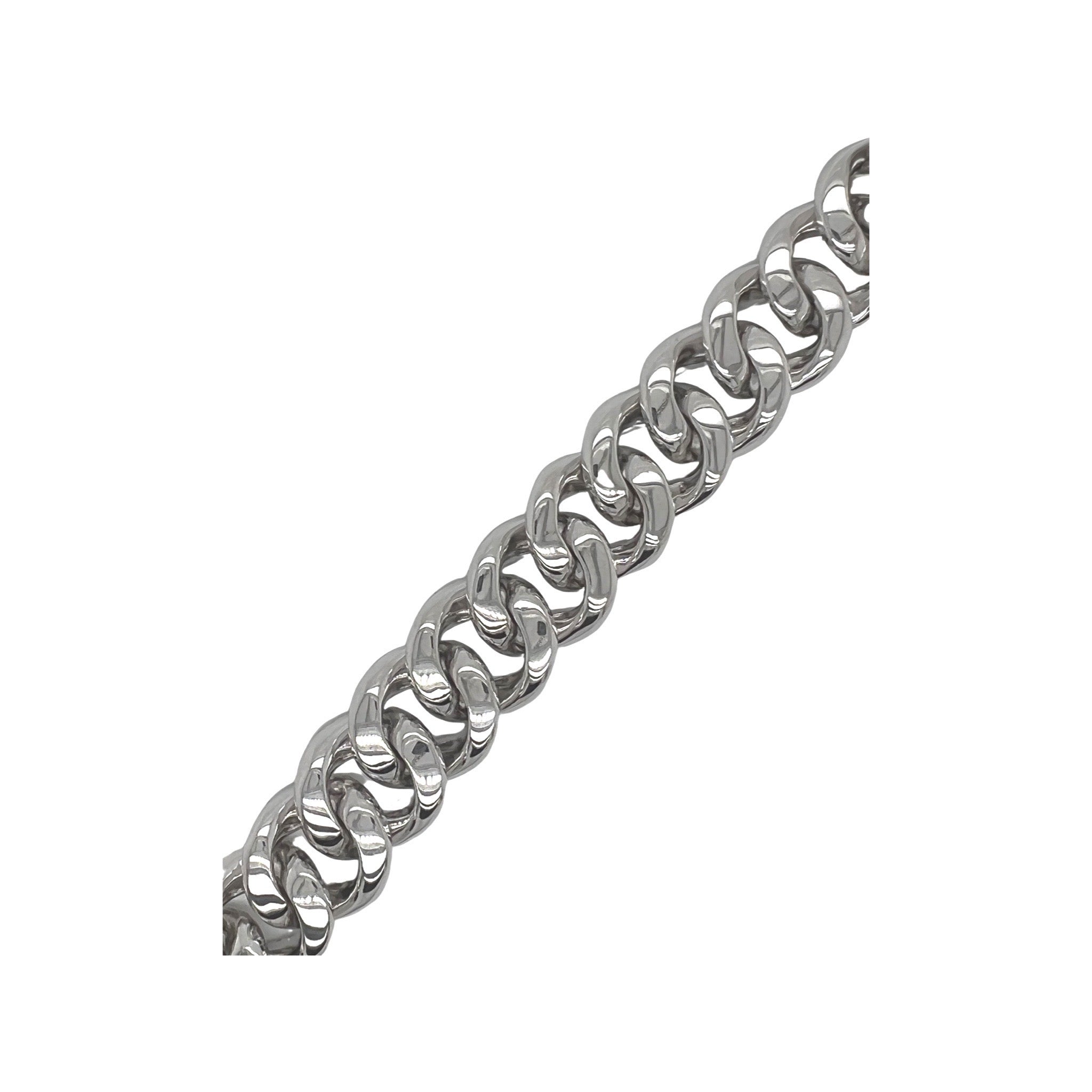 10K White Gold 18MM Miami Cuban Baguette Diamond Bracelet 14.36 CT 8"
