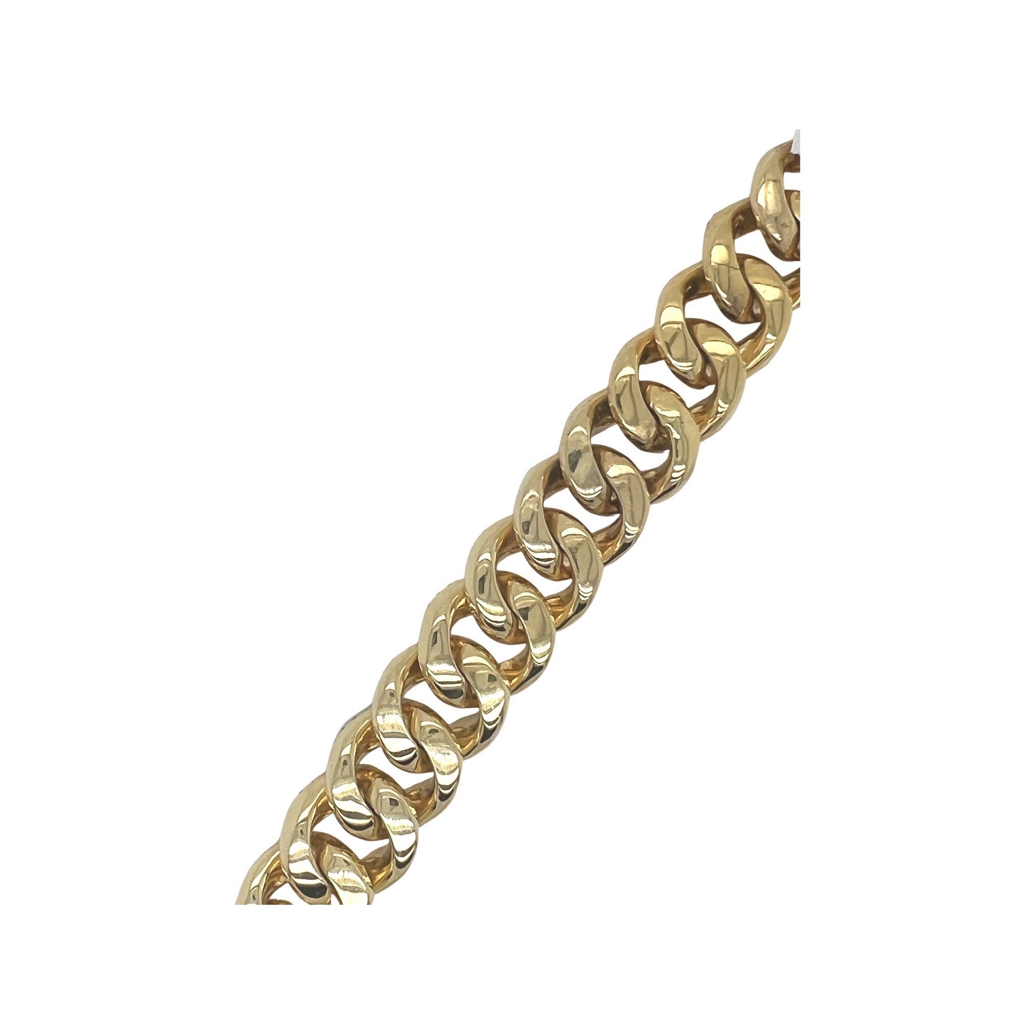 10K Yellow Gold 18MM Miami Cuban Baguette Diamond Bracelet 14.32 CT 8.5"